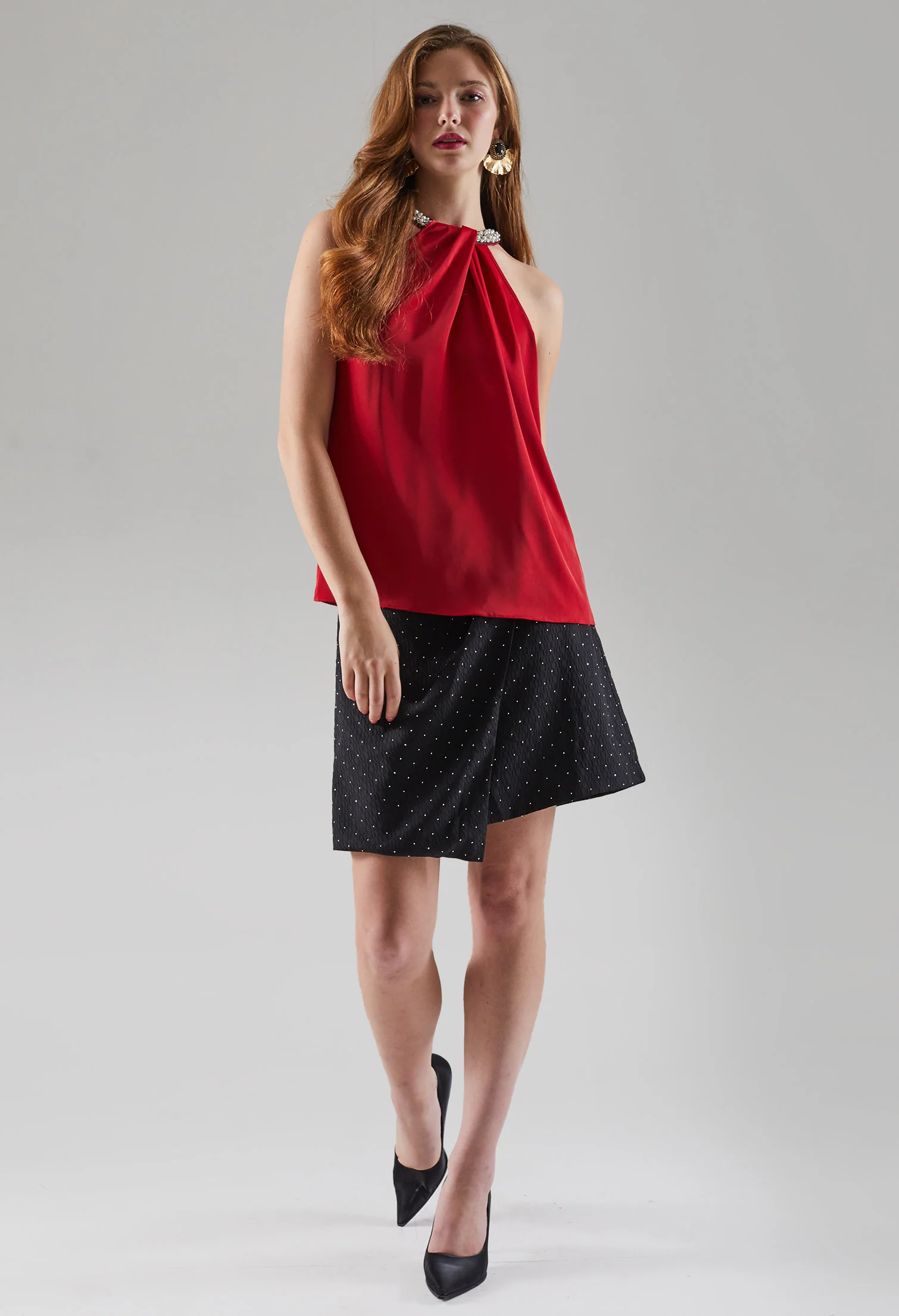 Satin Pearly Sleeveless Top