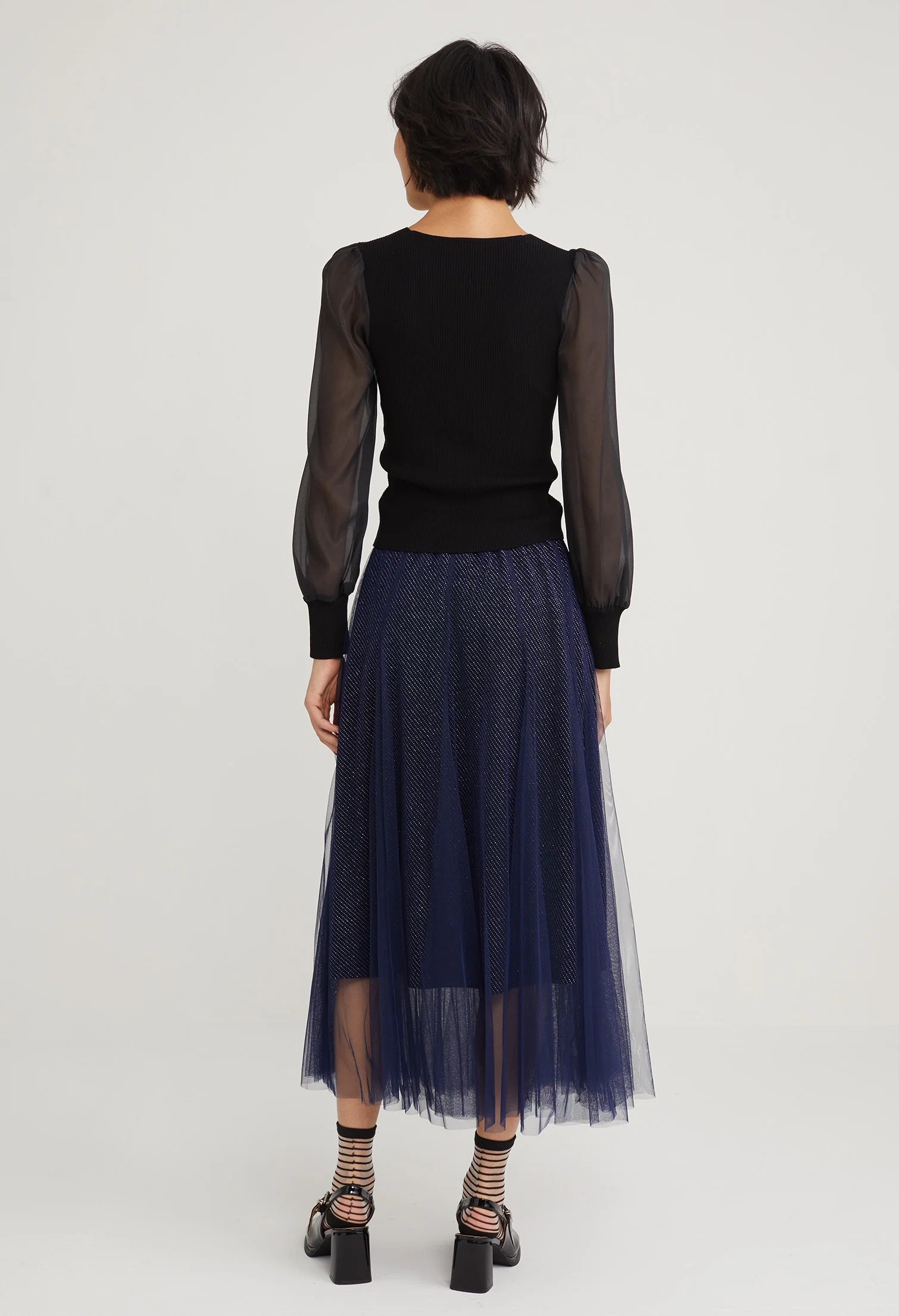 Sheer Balloon Sleeve Princess Blouse