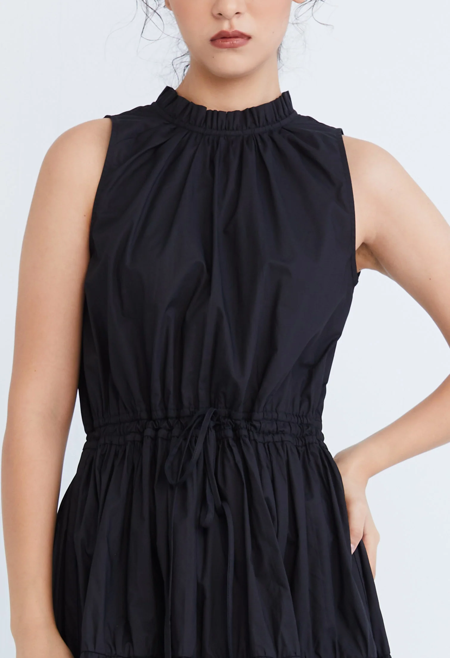 Halter Tiered Tie-Front Dress