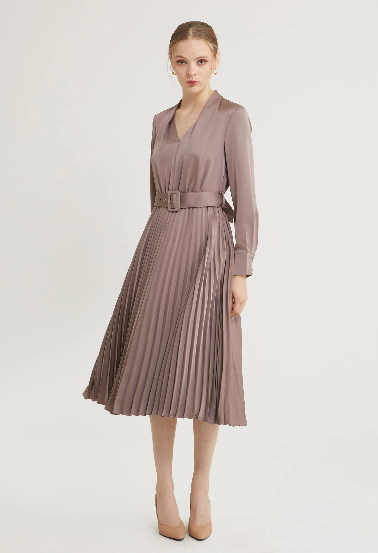 Sway Satin Pleated Midi Dress