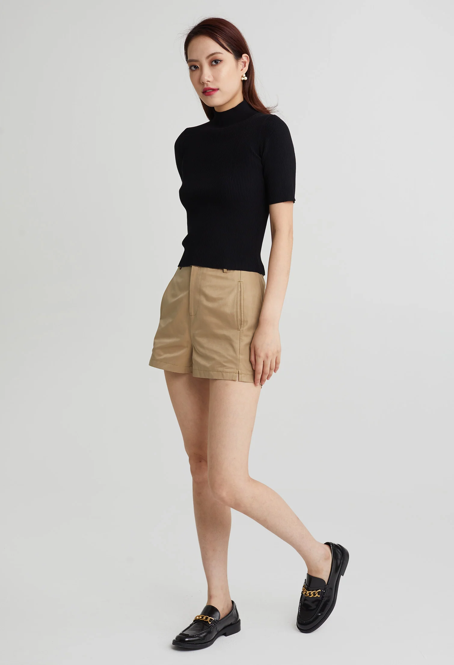 Modern Ribbed High Neck Top