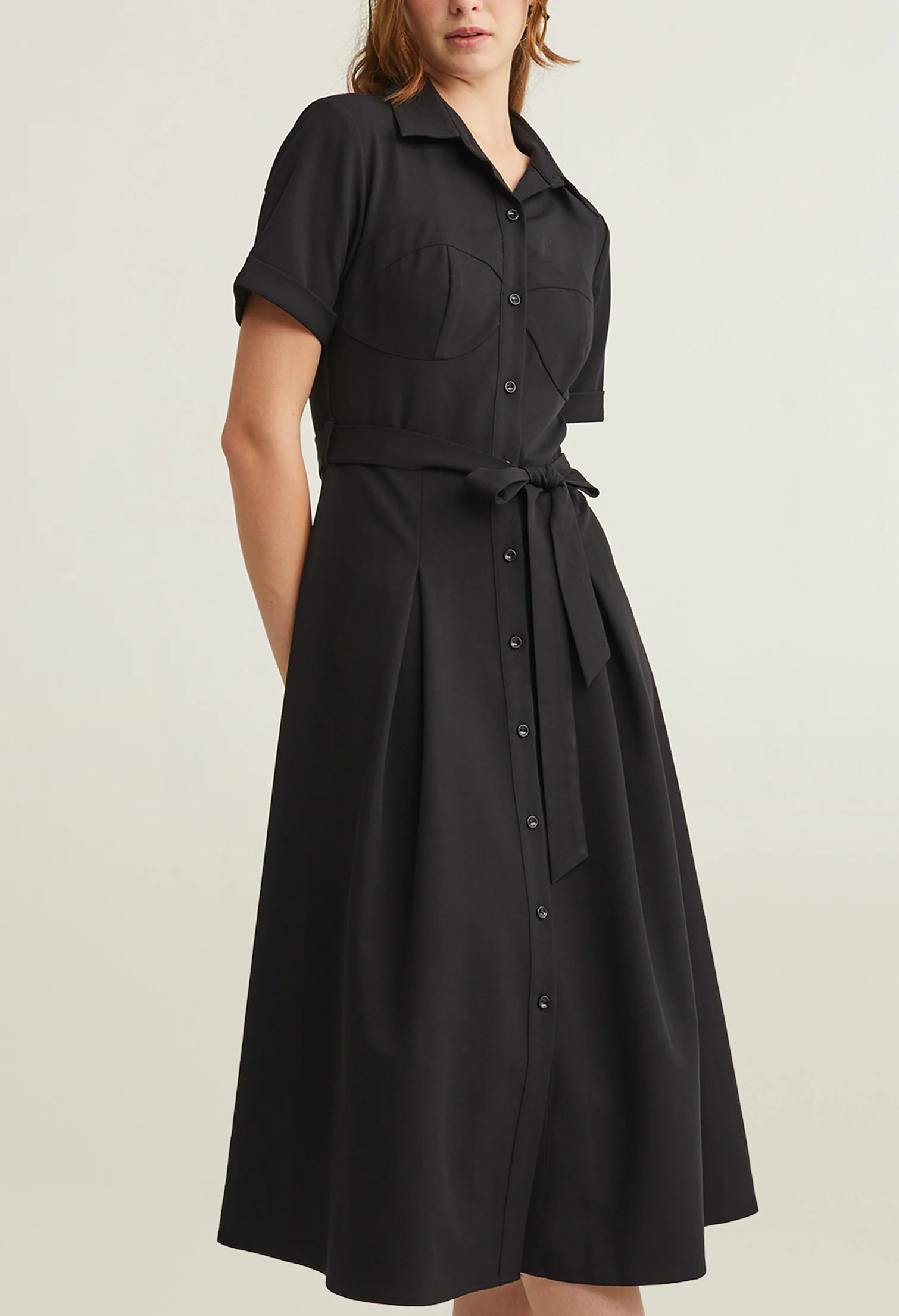Casual Button Up Wide Pleated Dress