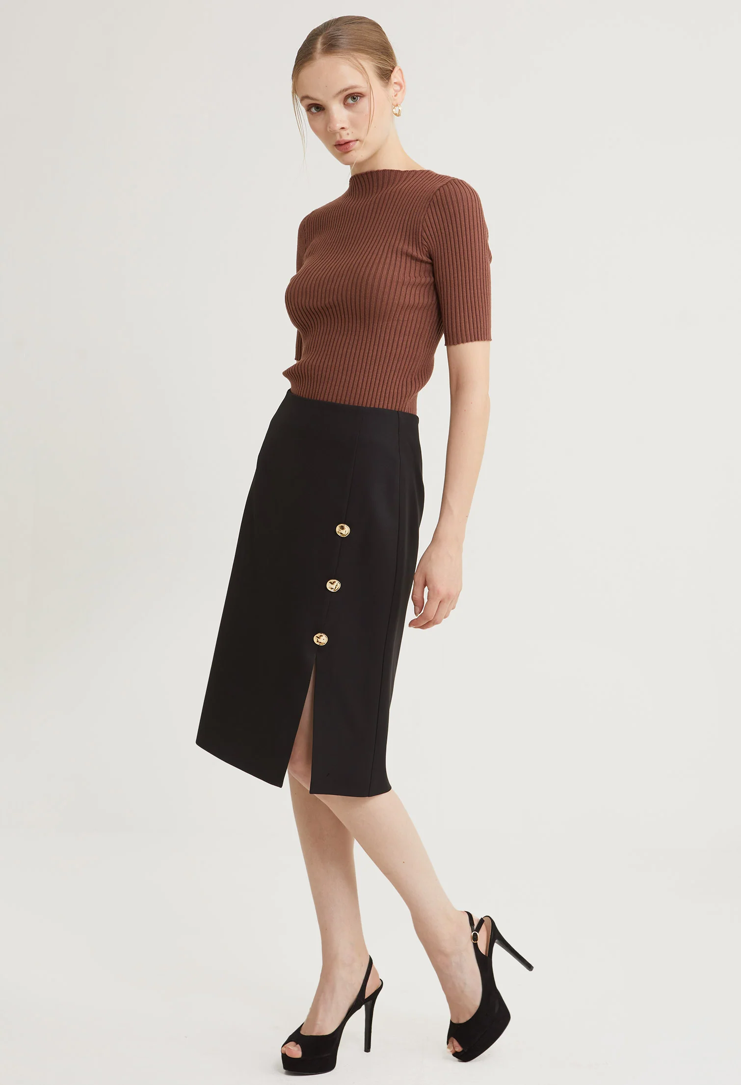 Golden Muse Midi Skirt