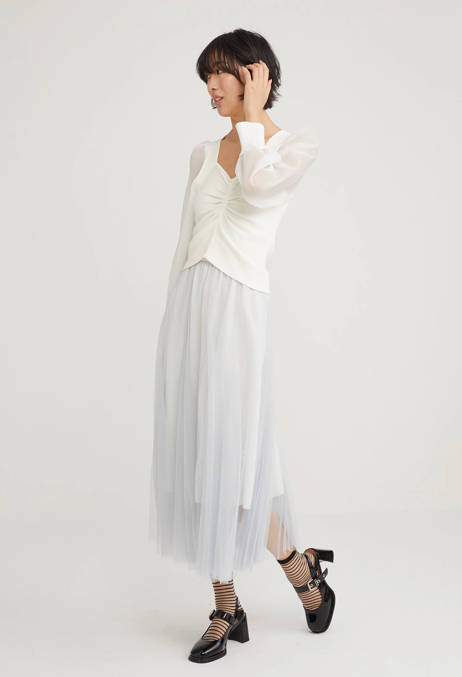 Sheer Balloon Sleeve Princess Blouse