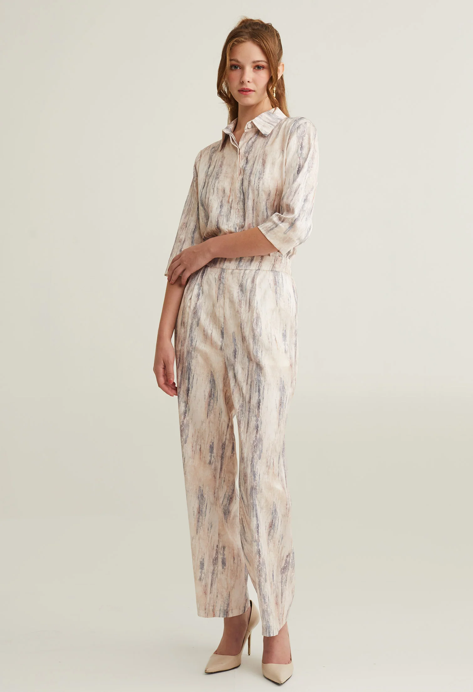 nichii X NURITA HARITH Silk Patterned Straight Pants