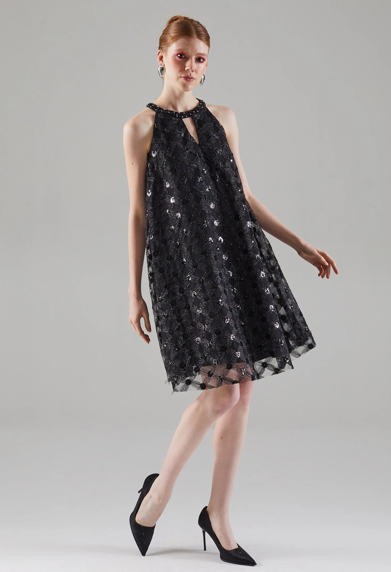 Celestial Halter Keyhole Midi Dress