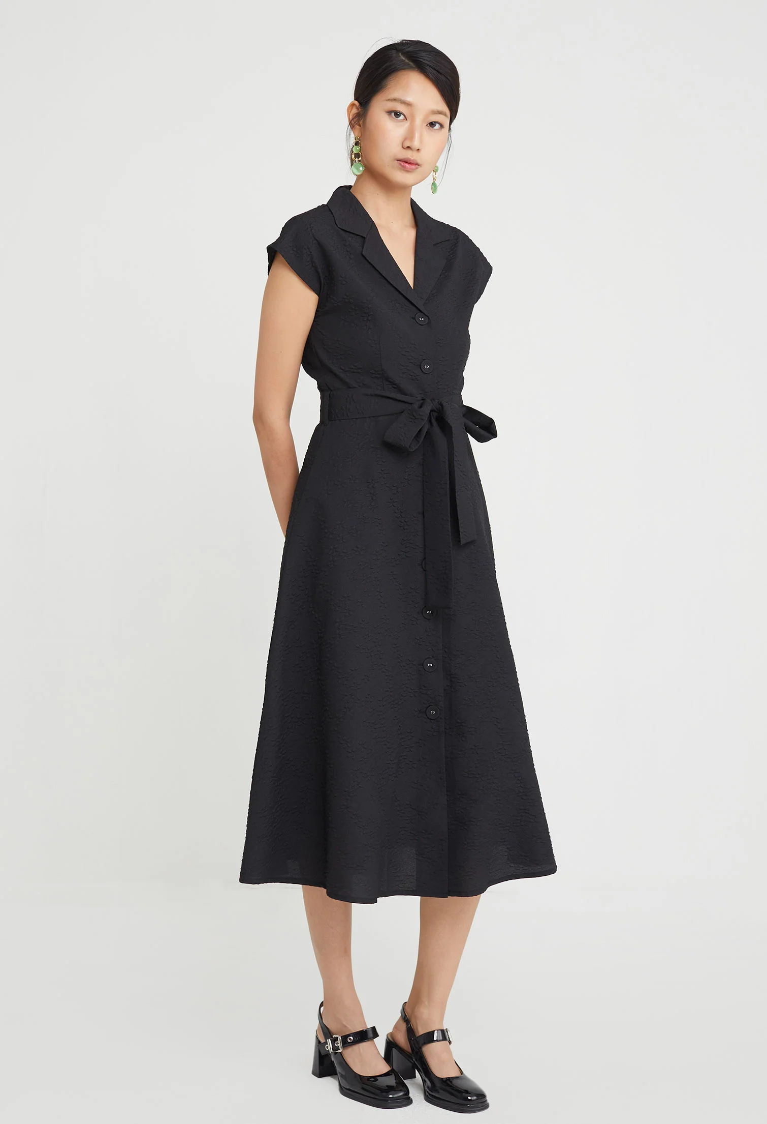 Jasmine Crest Frontie Button-Up Midi Dress