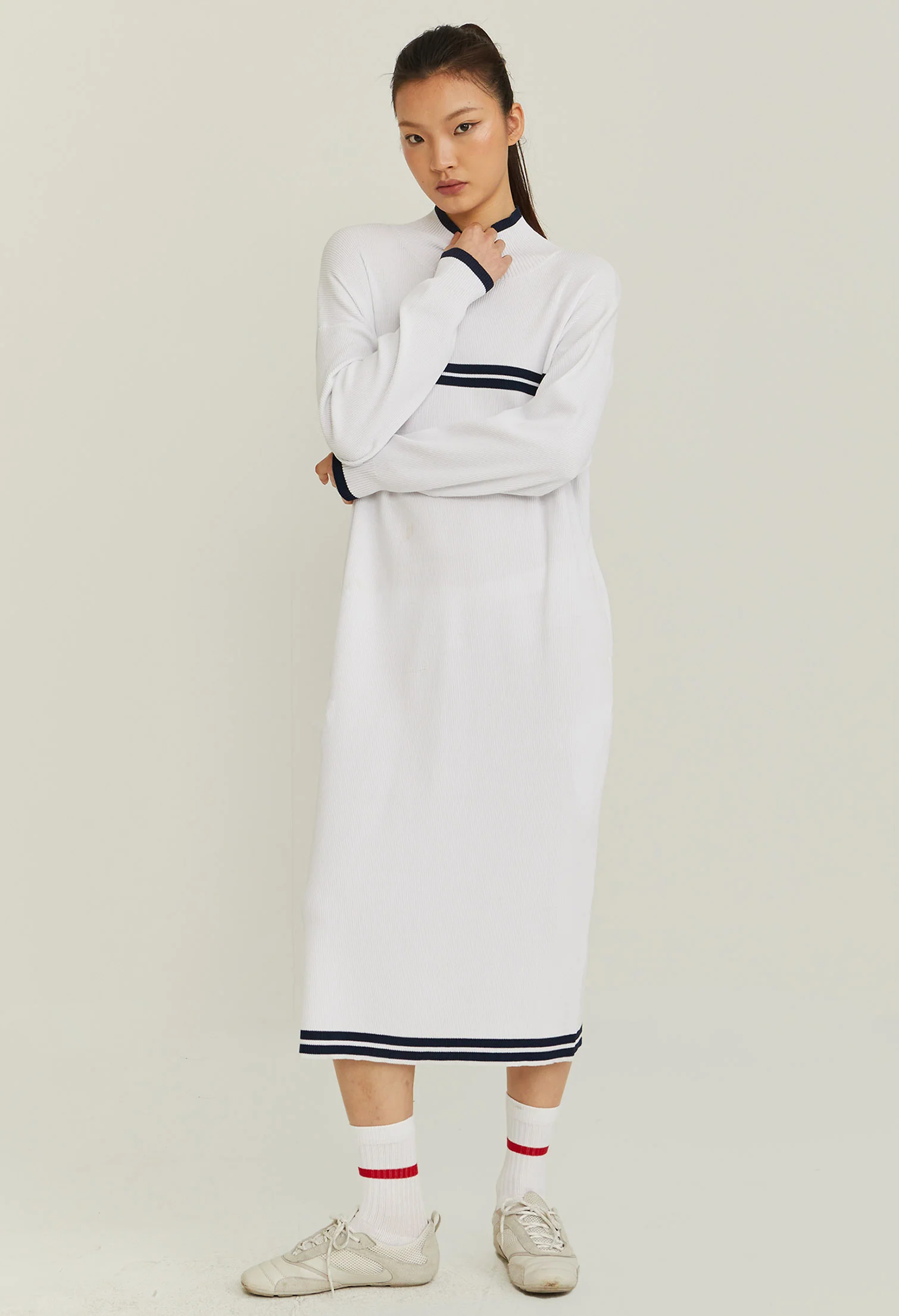 Highneck Long Sleeve Cardi Dress