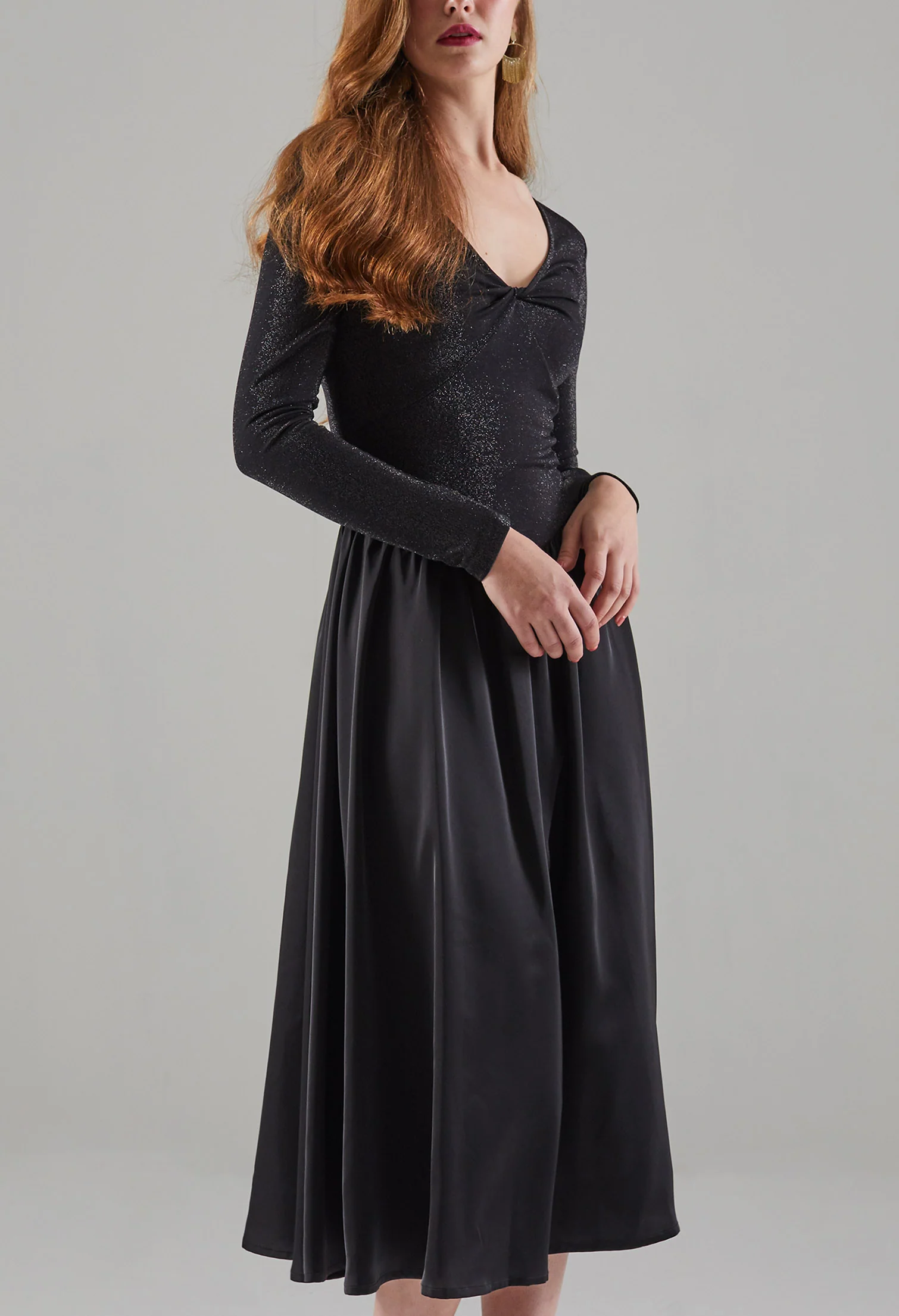 Elegant Satin Long Sleeves Dress