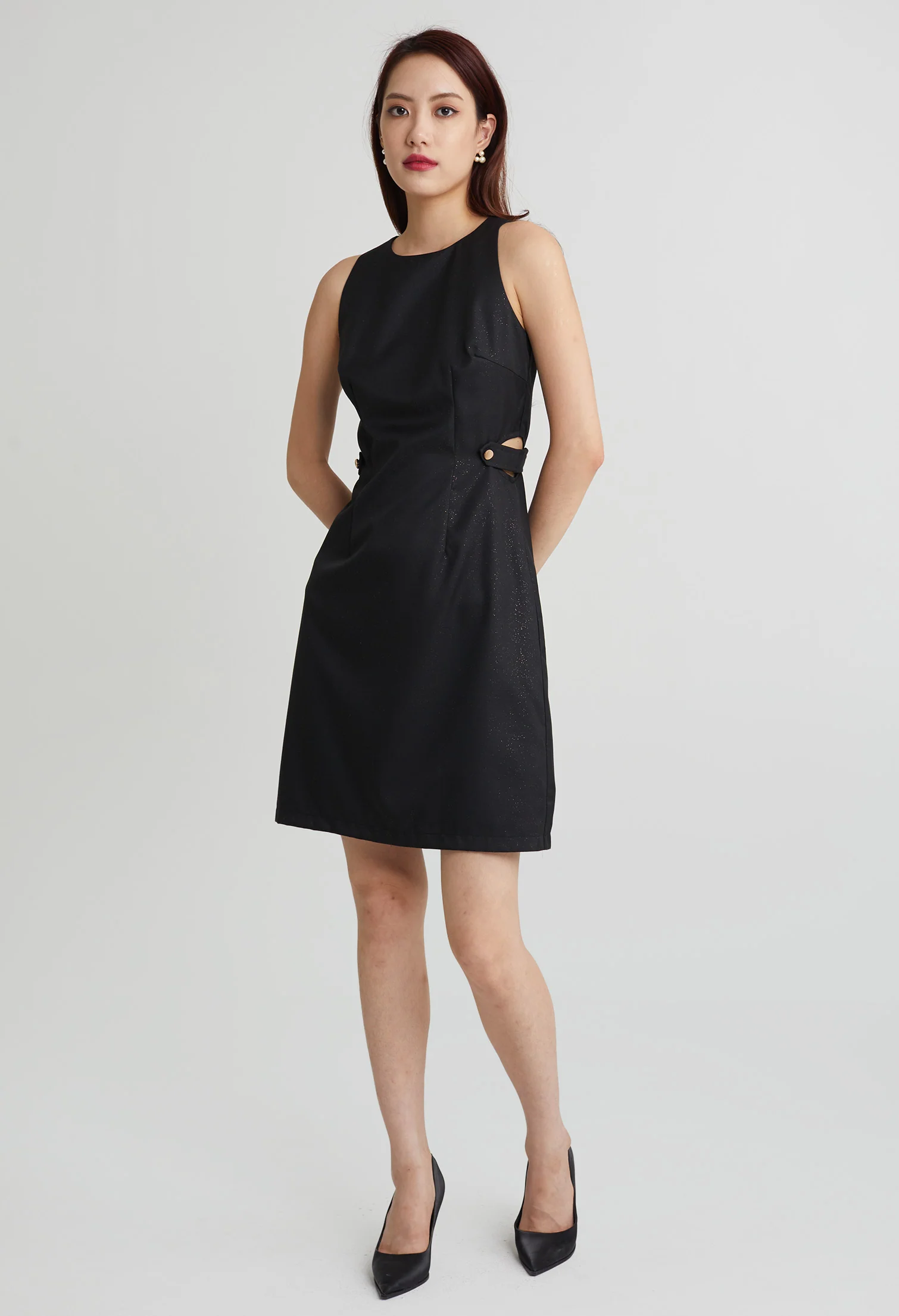 Hinted Stardust Waist Cutout Dress