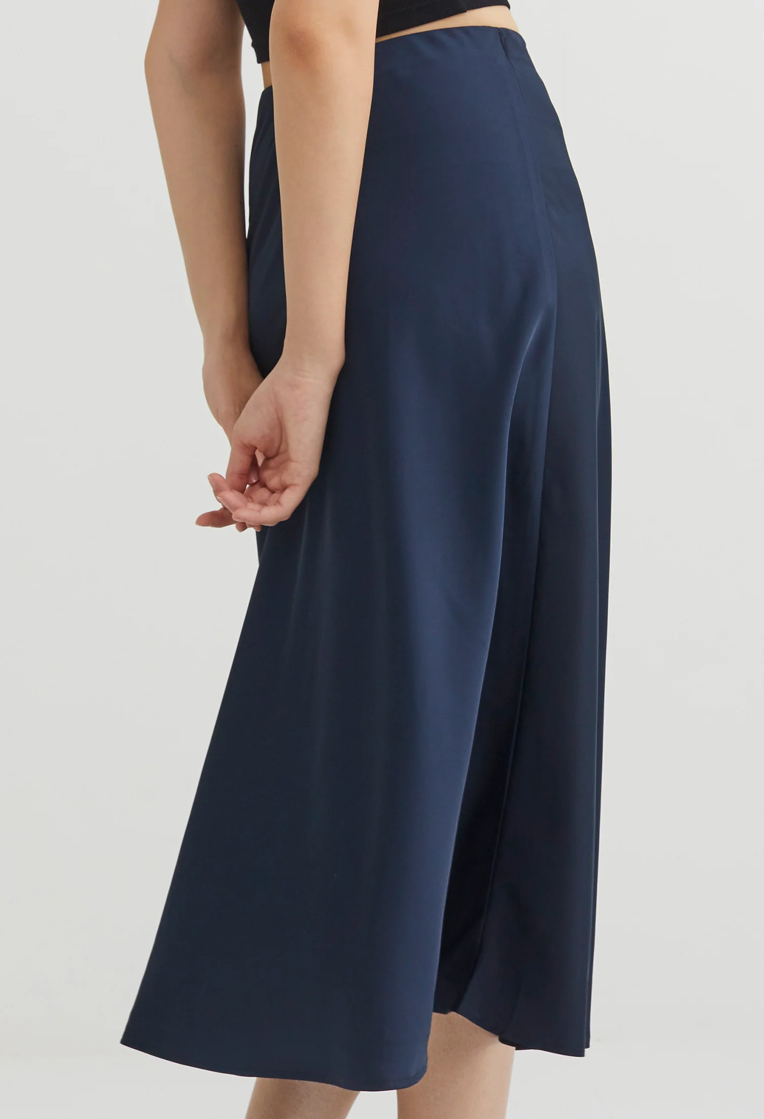 Midi Satin A-Line Skirt