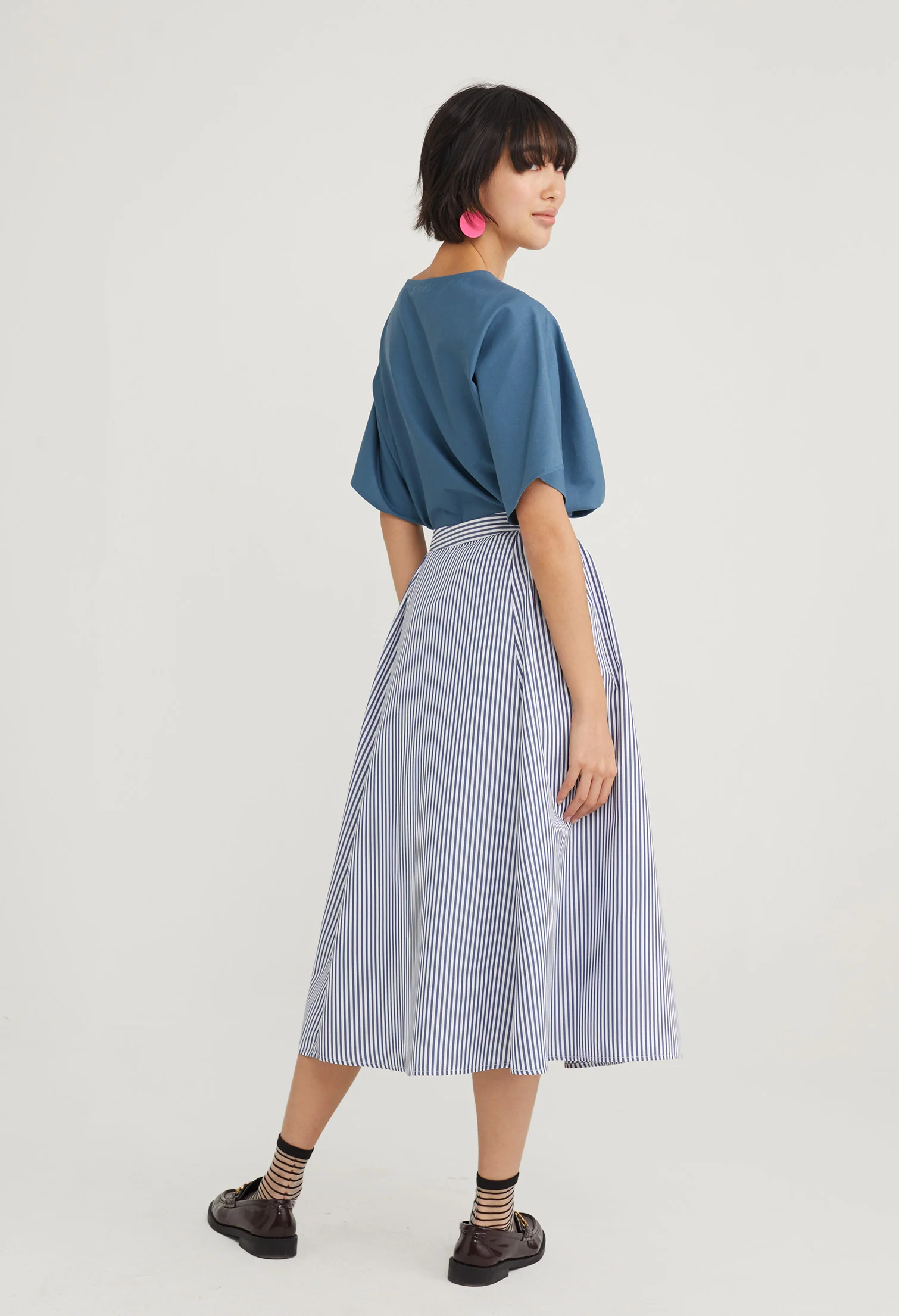 Picnic Striped Midi Skirt