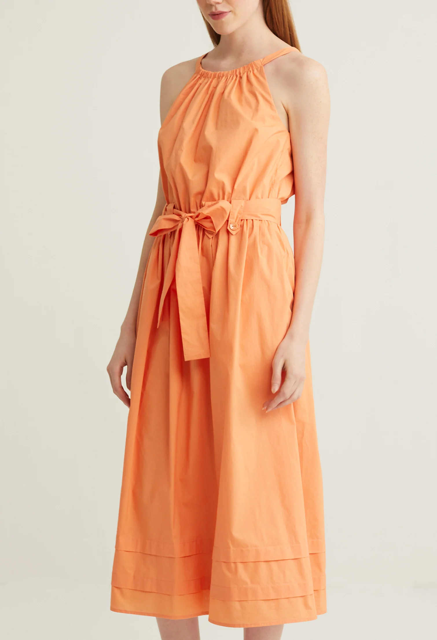 Halter Ruffled Accent Midi Dress