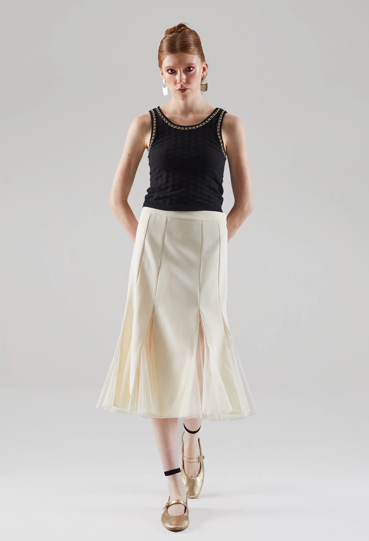 Faux Chained Knitted Sleeveless Top