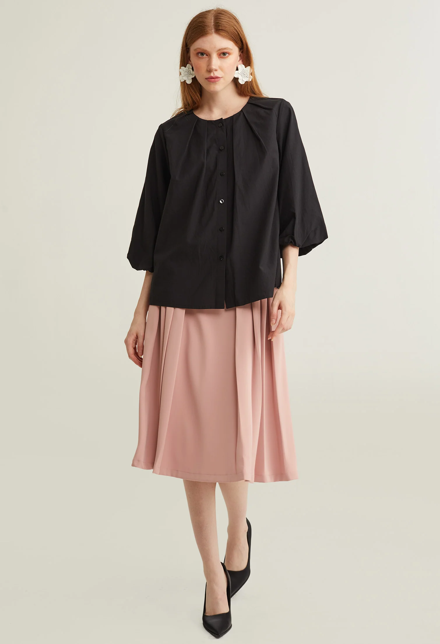 Bell Cuff Button Down À La Mode Top