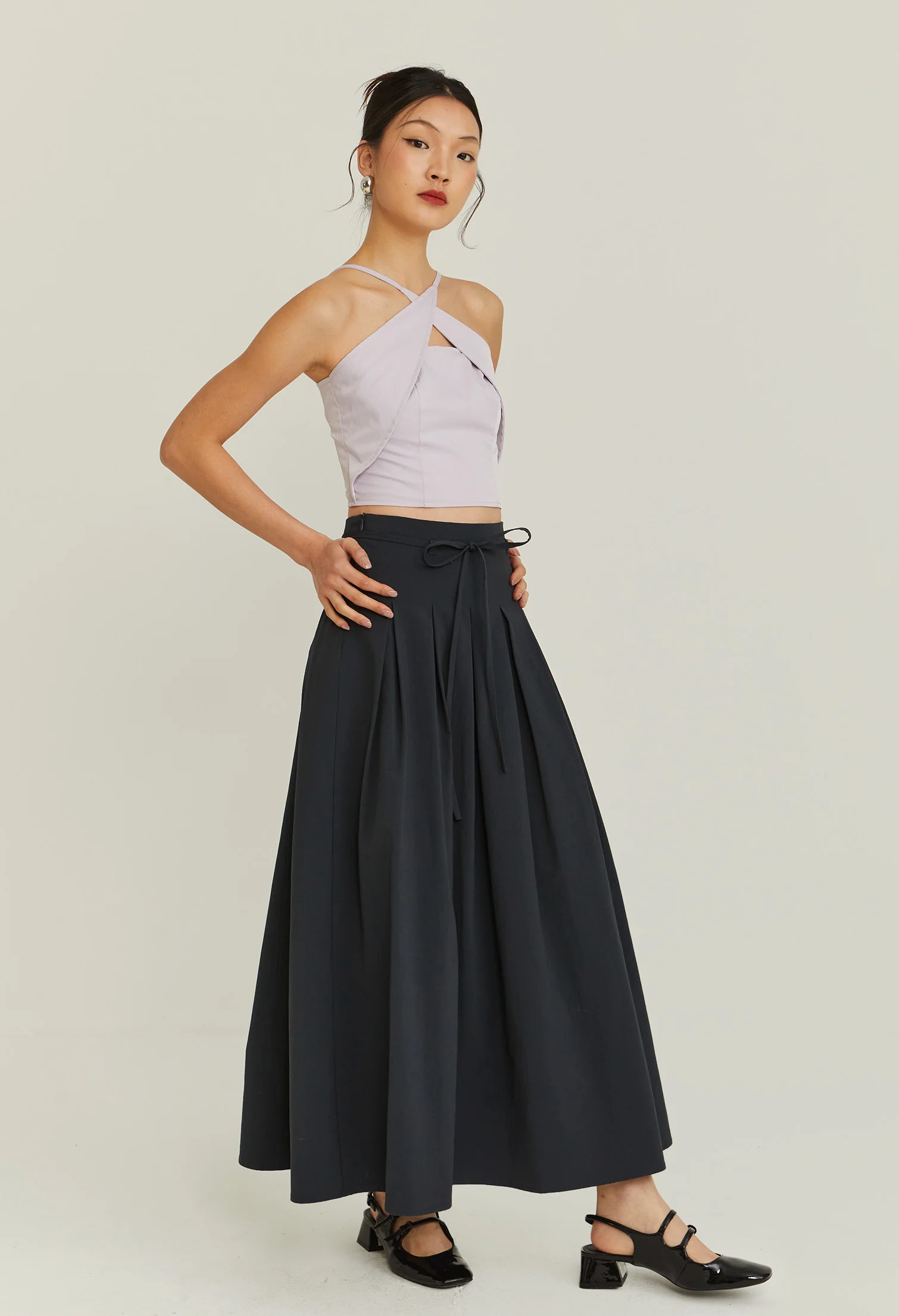 Moonlit Ripple Midi Skirt