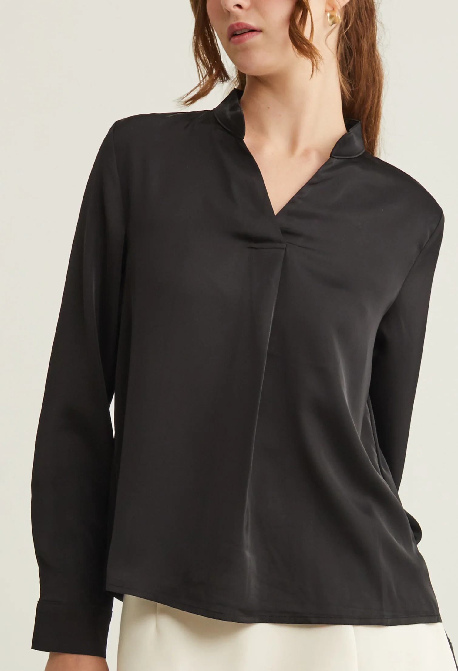 Satin Neck Accent Blouse