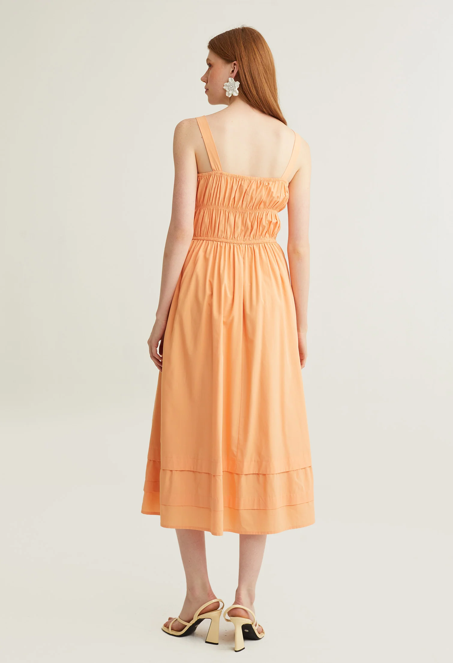 Pleated Sweetheart Midi Dress