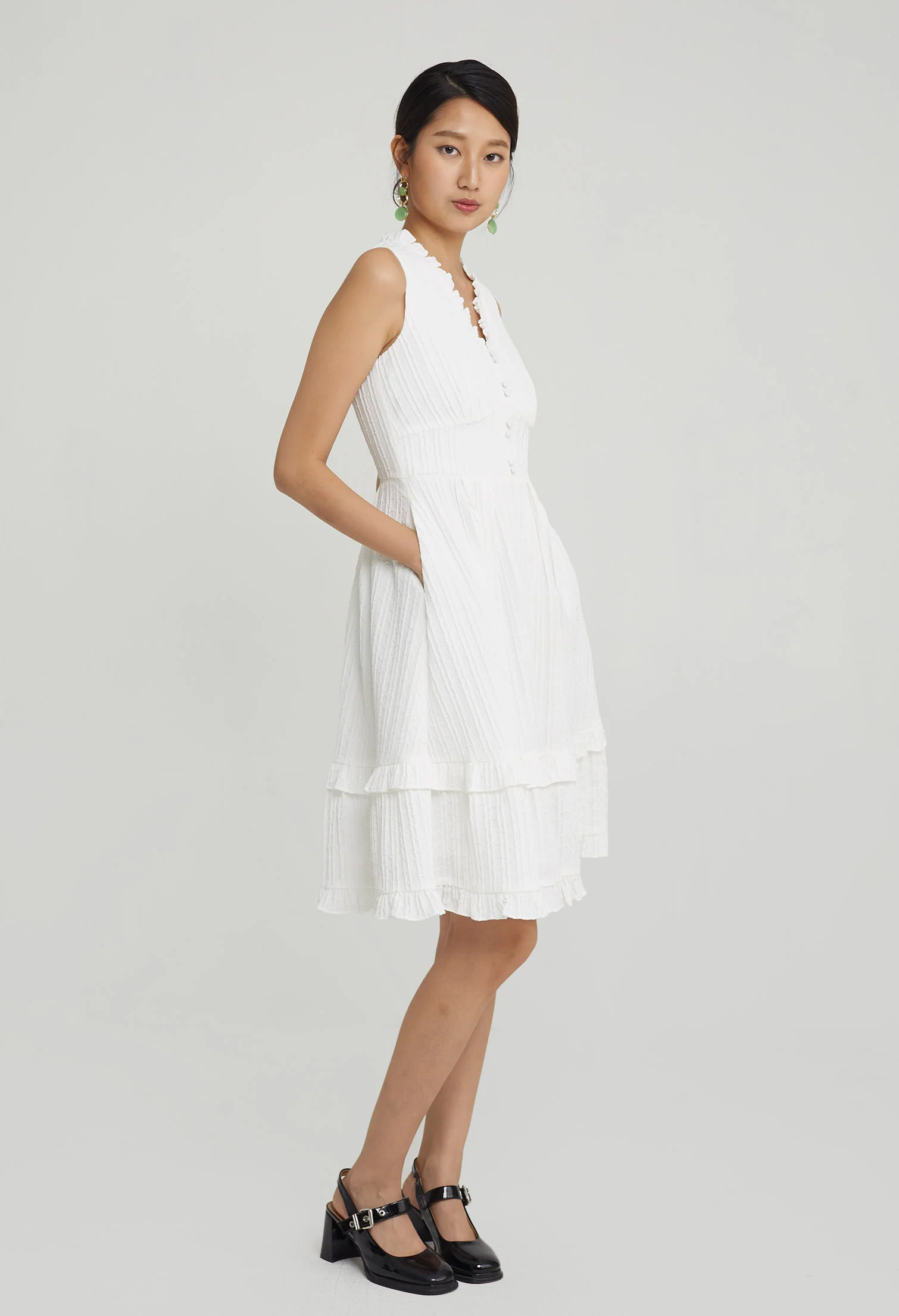 Petite Ruffled Midi Dress