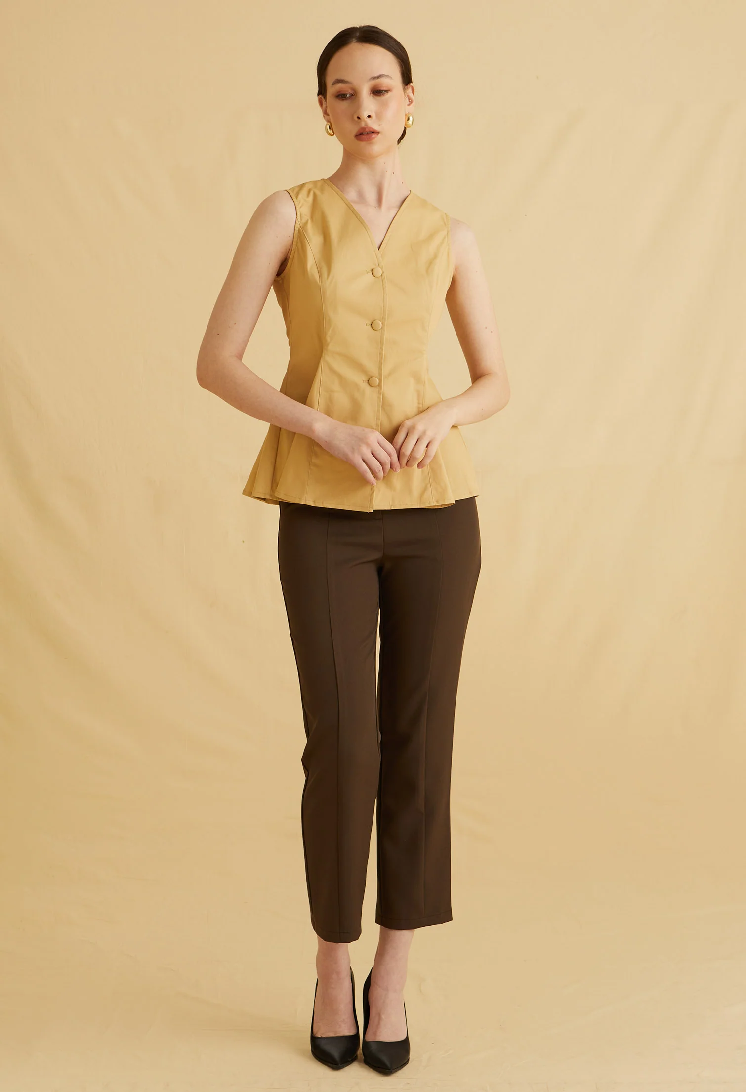 Flare Hem Sleeveless Vest