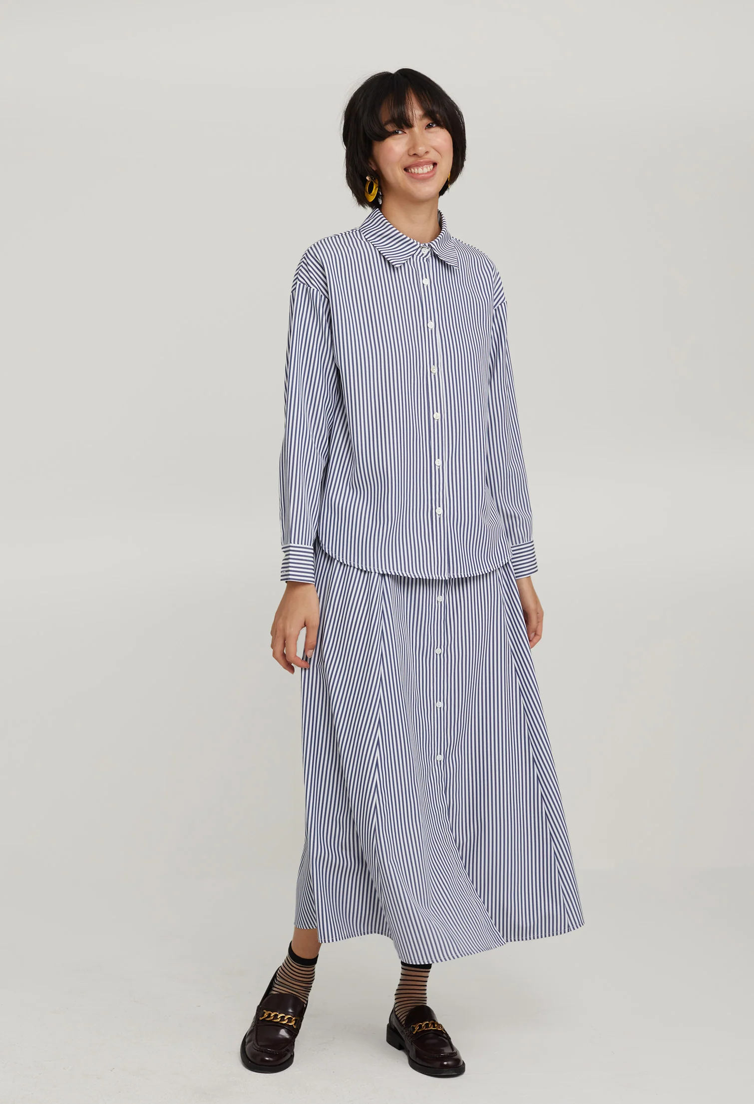 Picnic Striped Midi Skirt