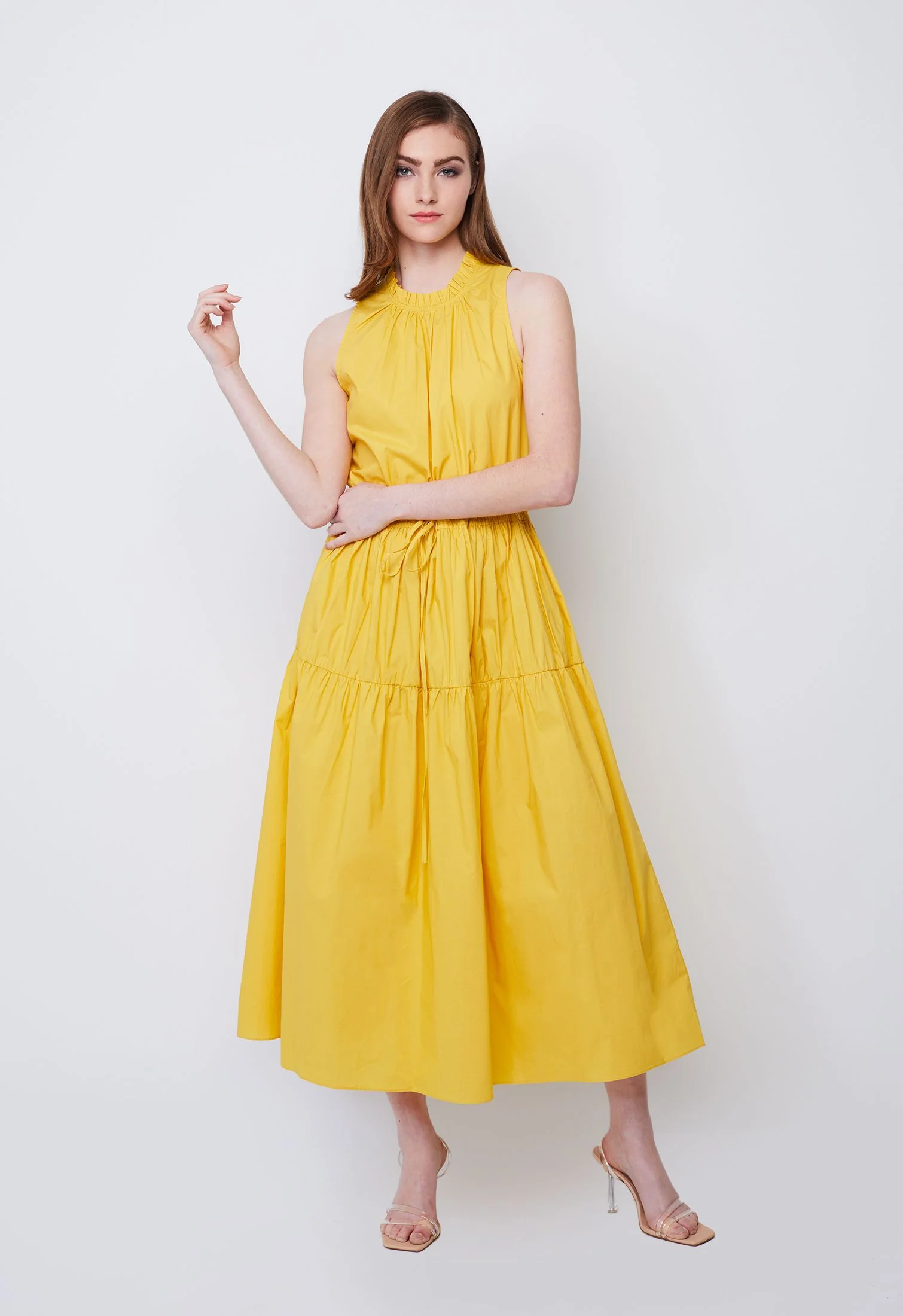 Halter Tiered Tie-Front Dress