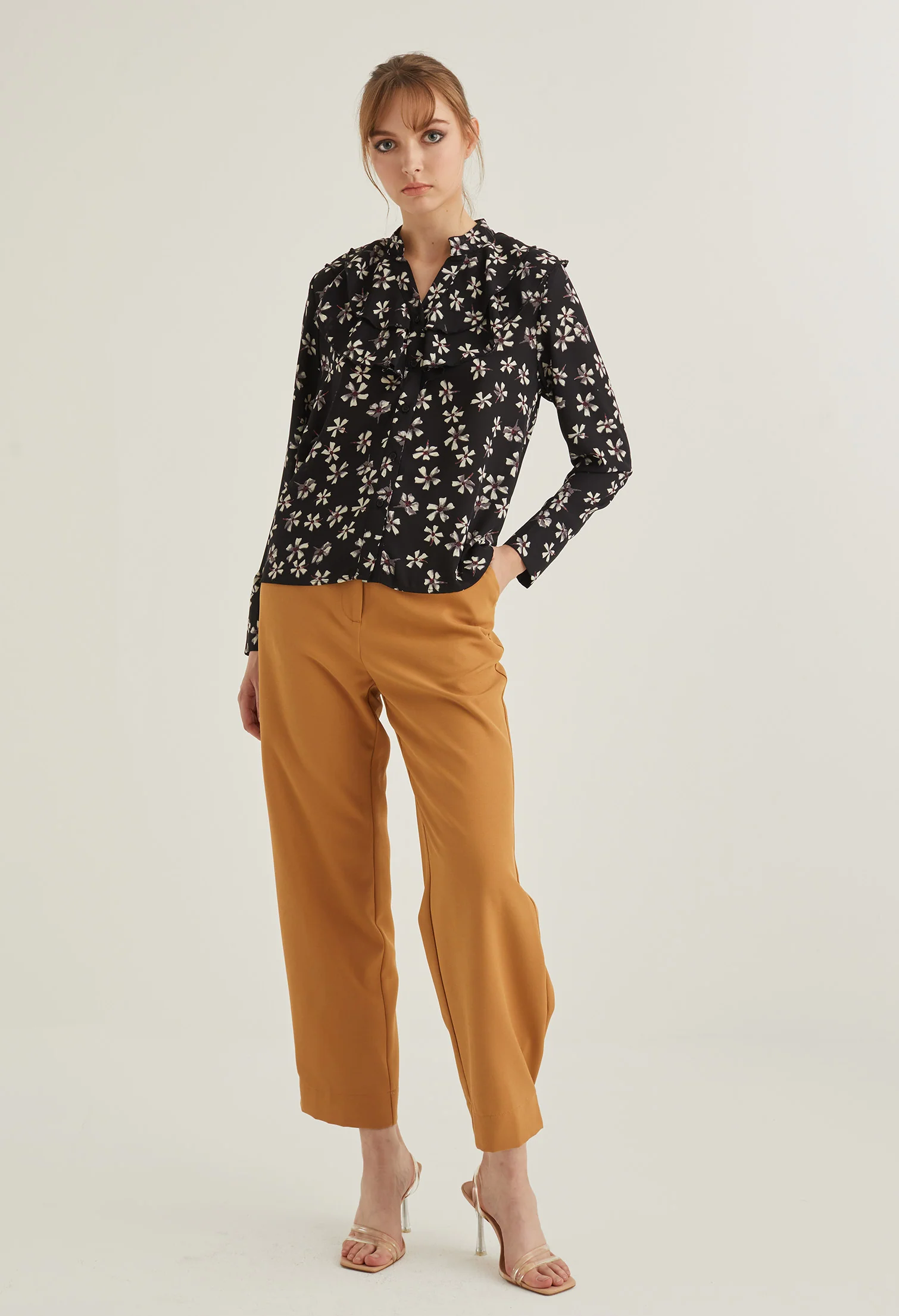 Blooming Petals Button Up Collared Blouse