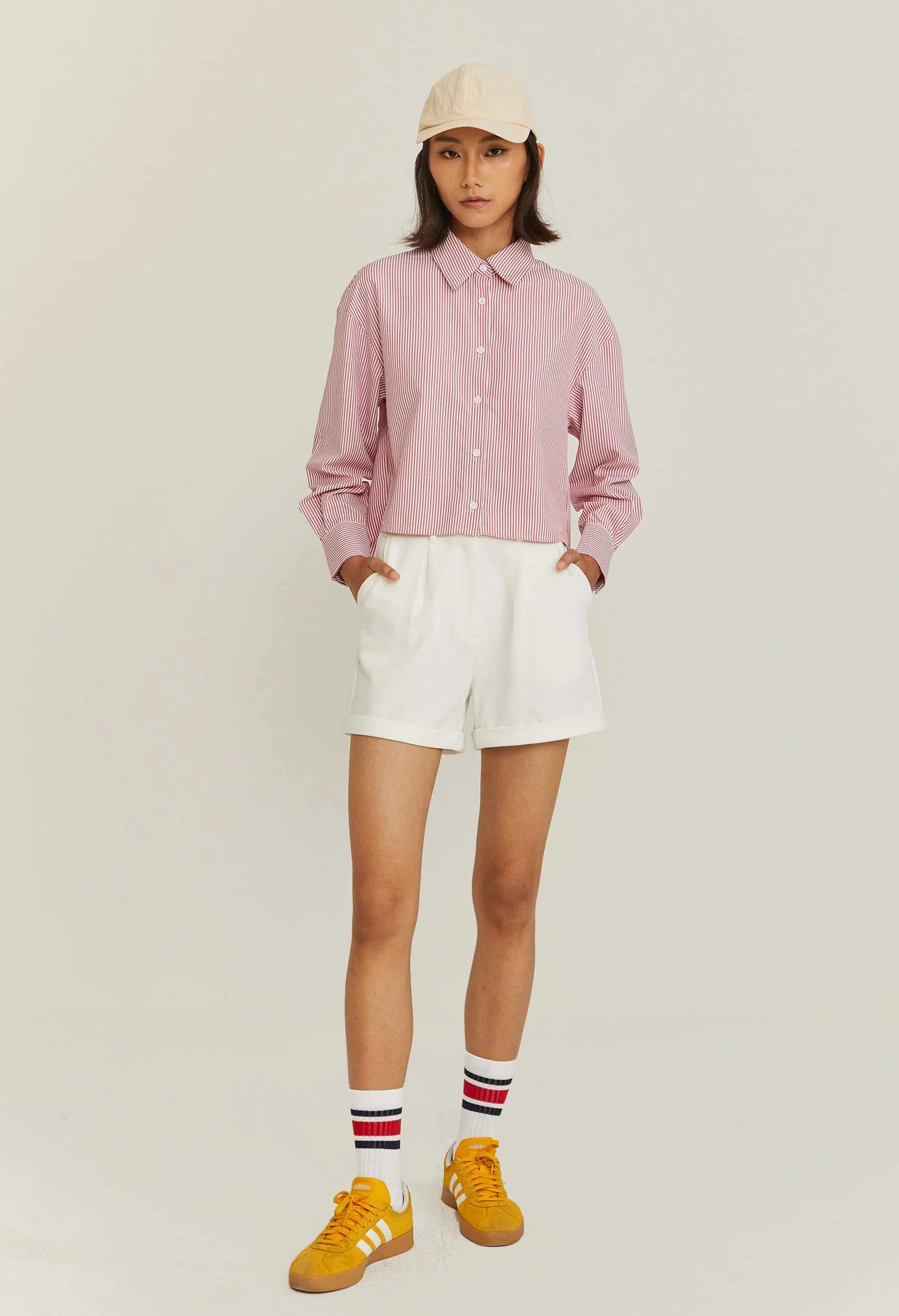 Cropped Pinstripe Blouse