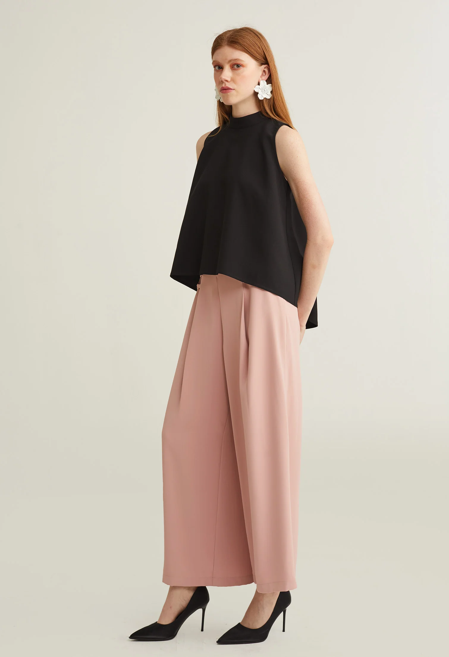 Elegant Faux Button Sleeveless Top