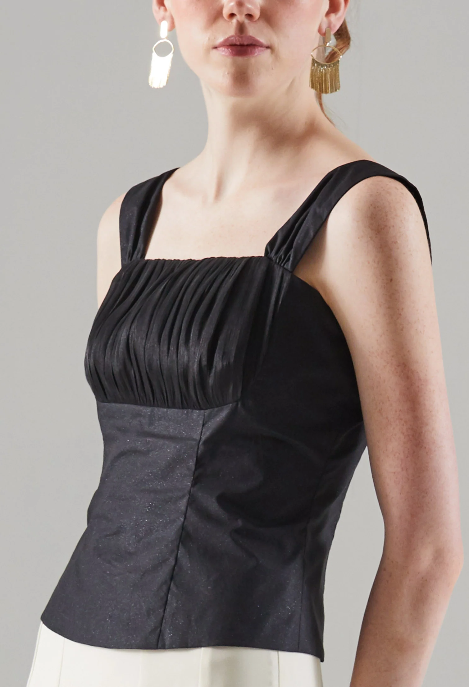 Glittery Pleated Sleeveless Top