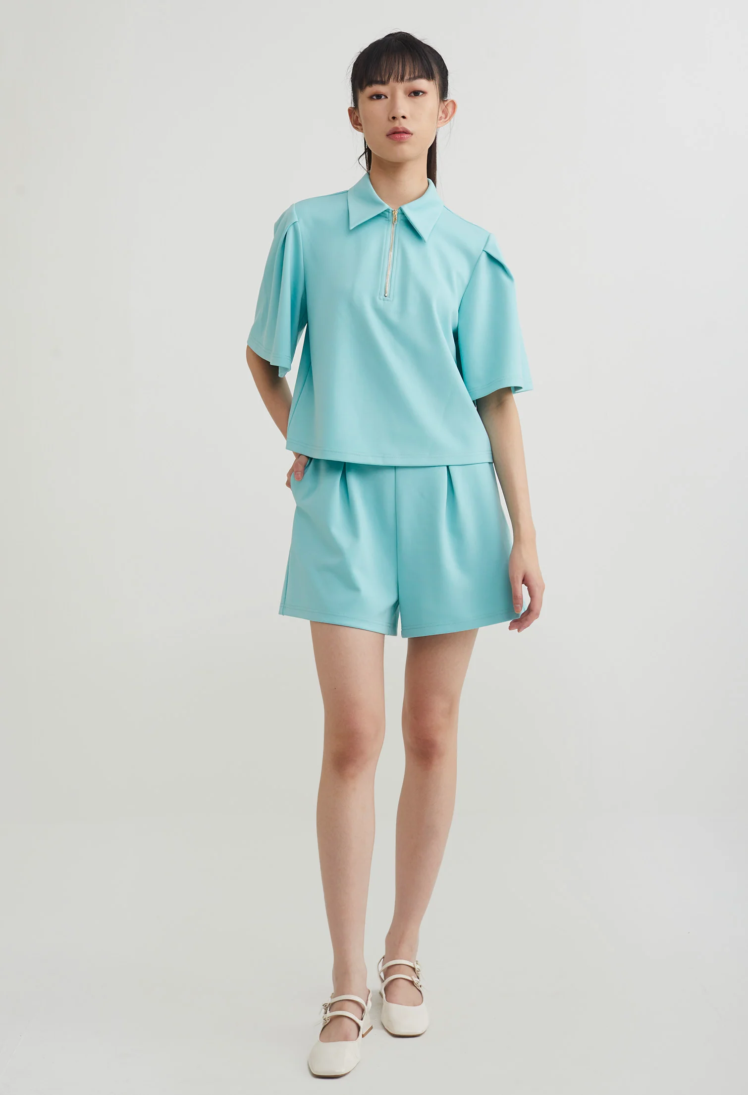 Tulip Full Sleeve Half Zip Top