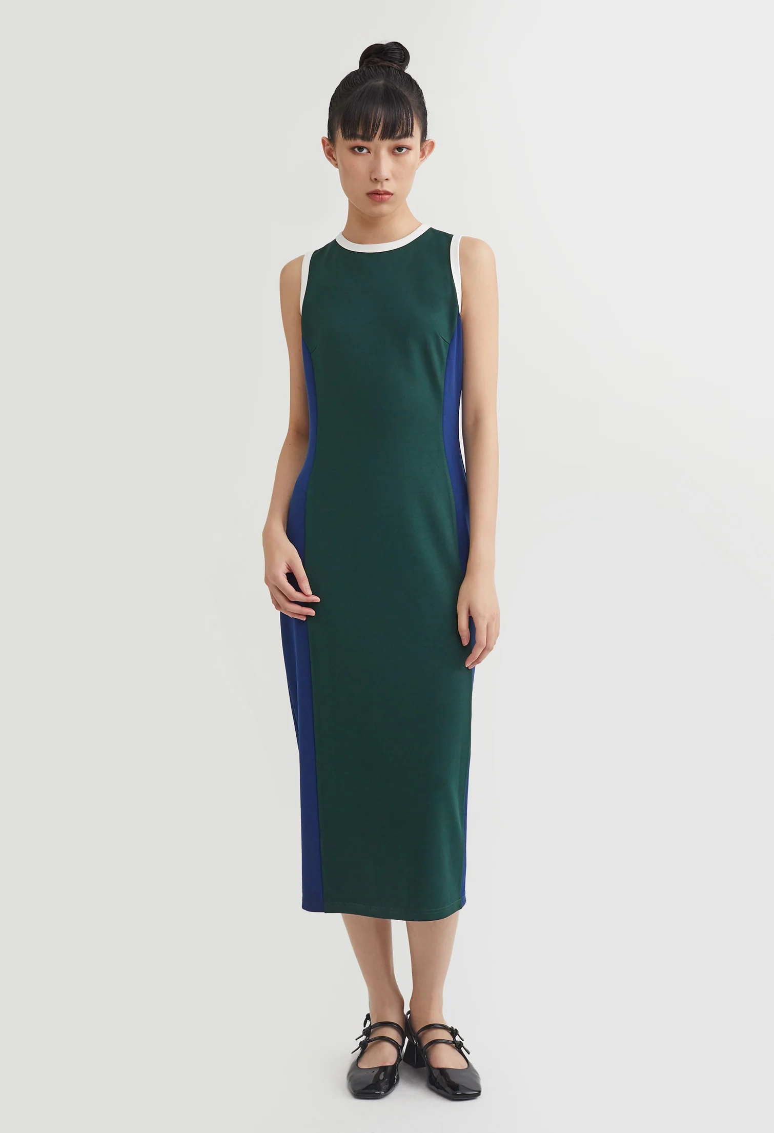 Dual Tone Slip Midi Dress