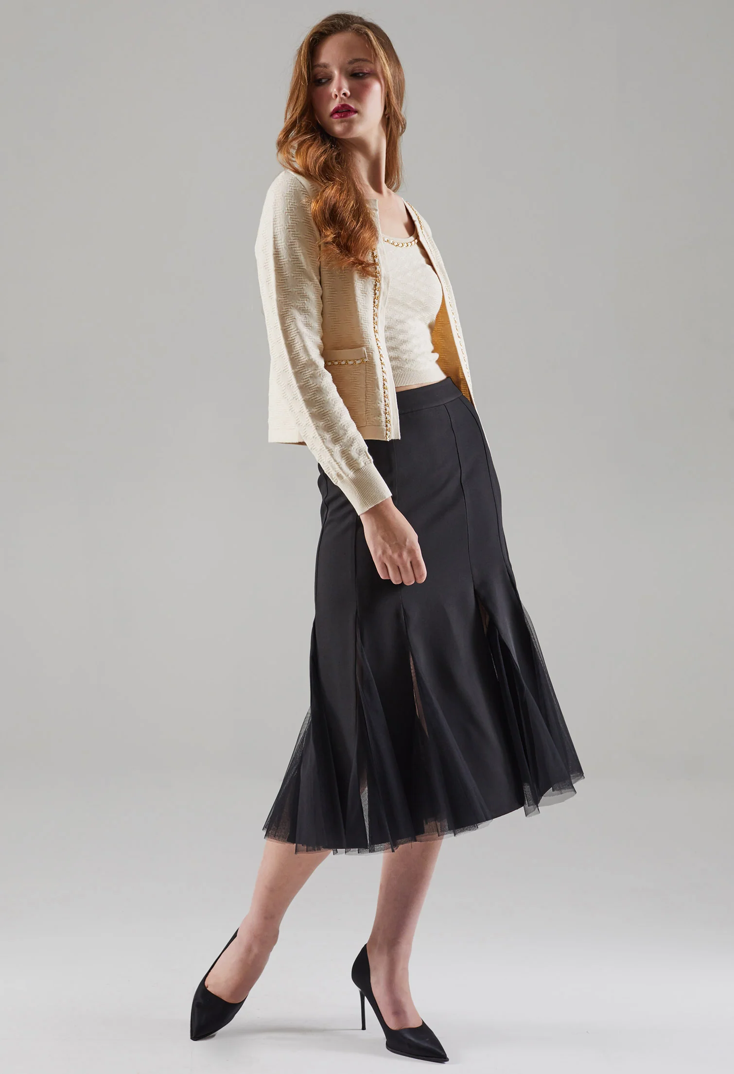 Faux Chained Knitted Jacket