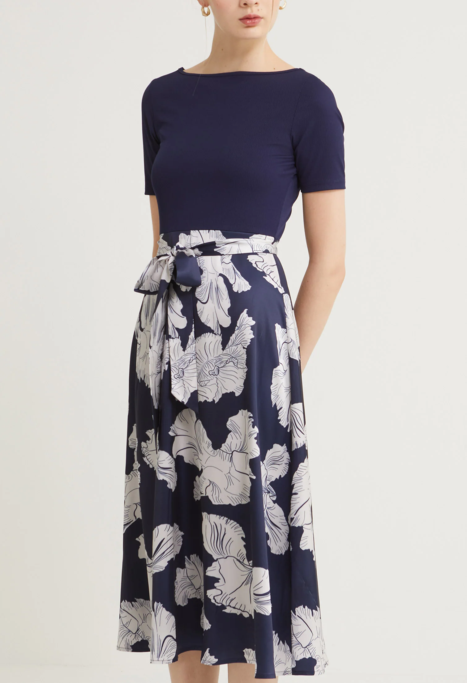 Satin Petal Midi Dress