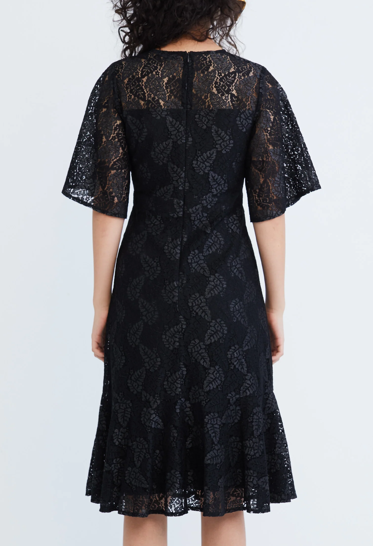 Lace Pearl Belted Cocktail Dress