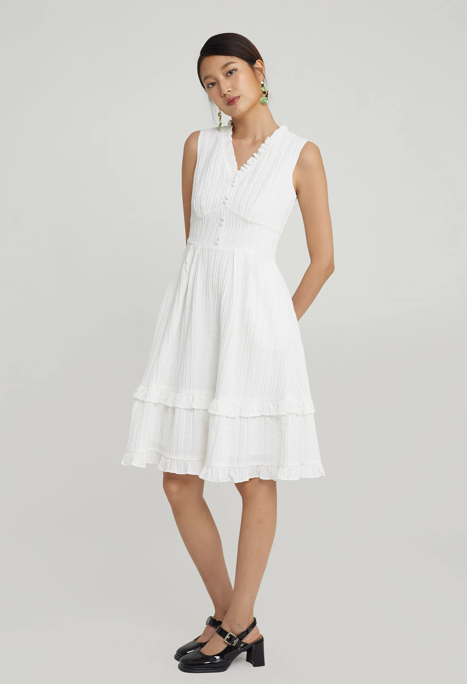 Petite Ruffled Midi Dress