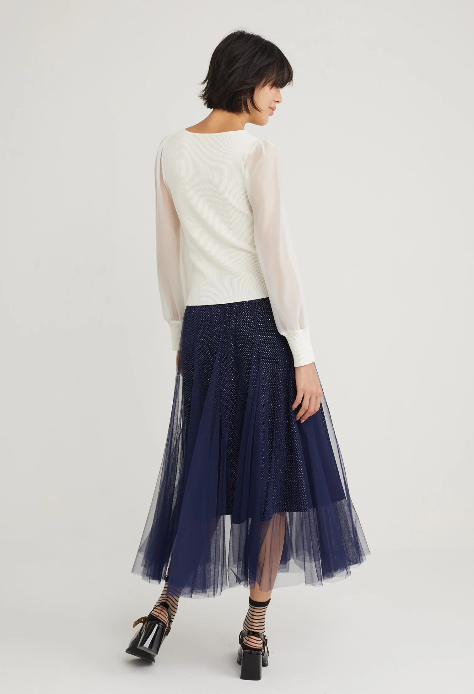 Sheer Balloon Sleeve Princess Blouse