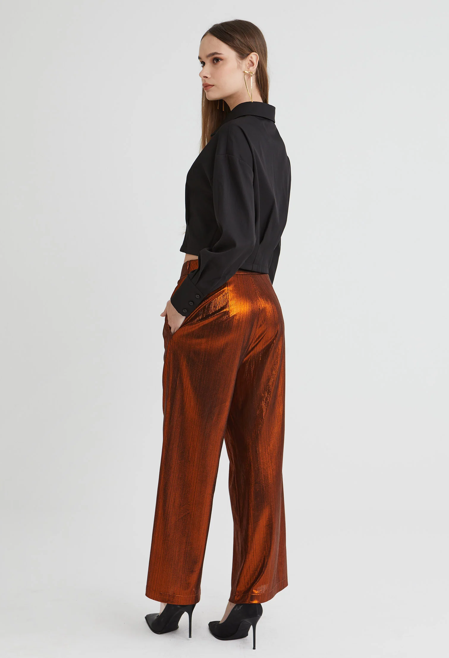 Textured Satin Pants