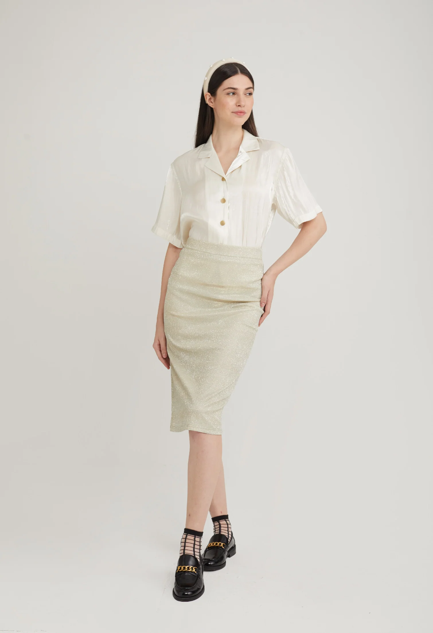 Iridescent Glitter Pencil Skirt