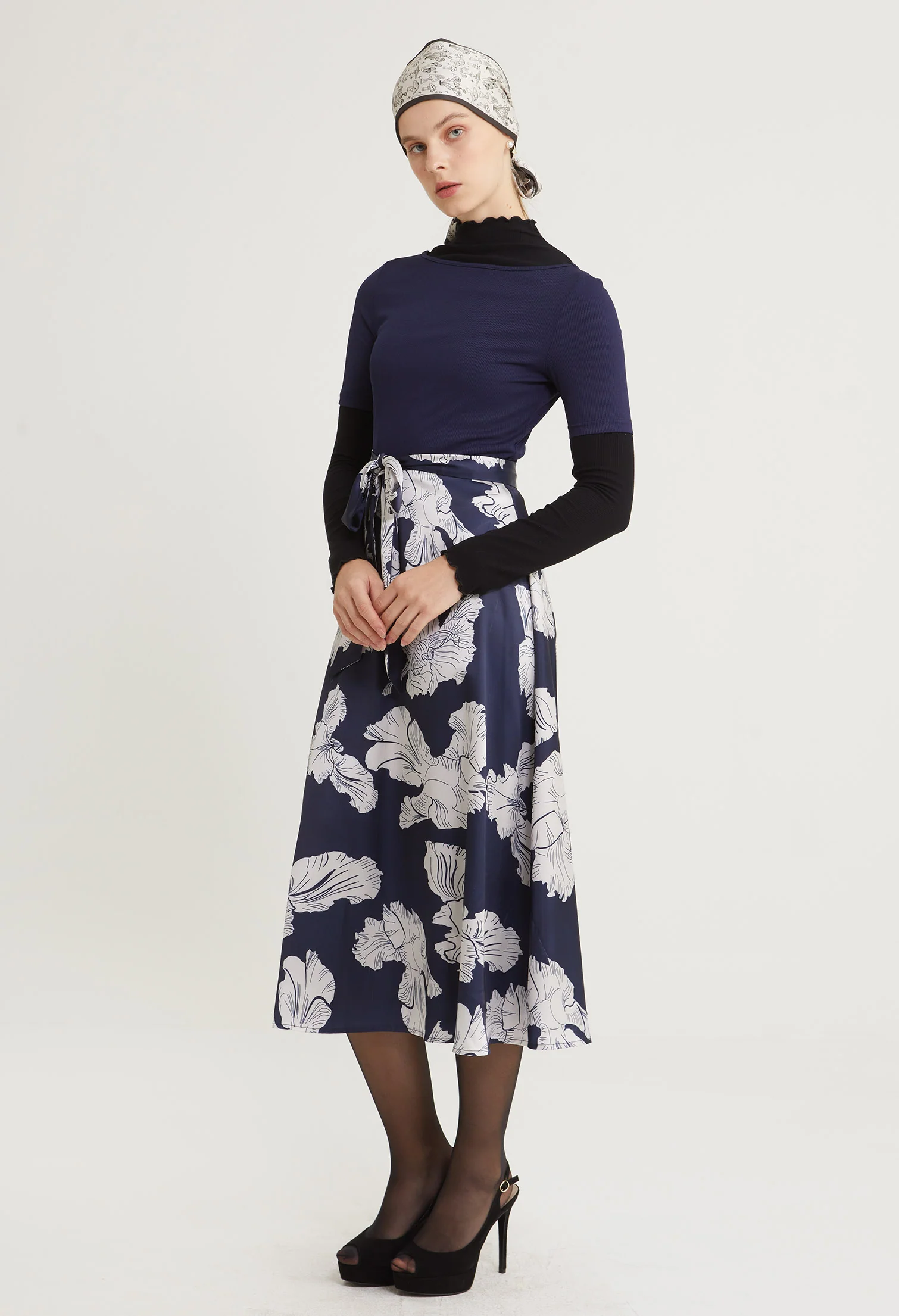 Satin Petal Midi Dress