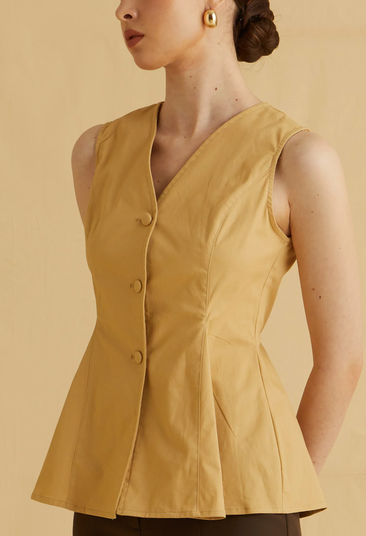 Flare Hem Sleeveless Vest