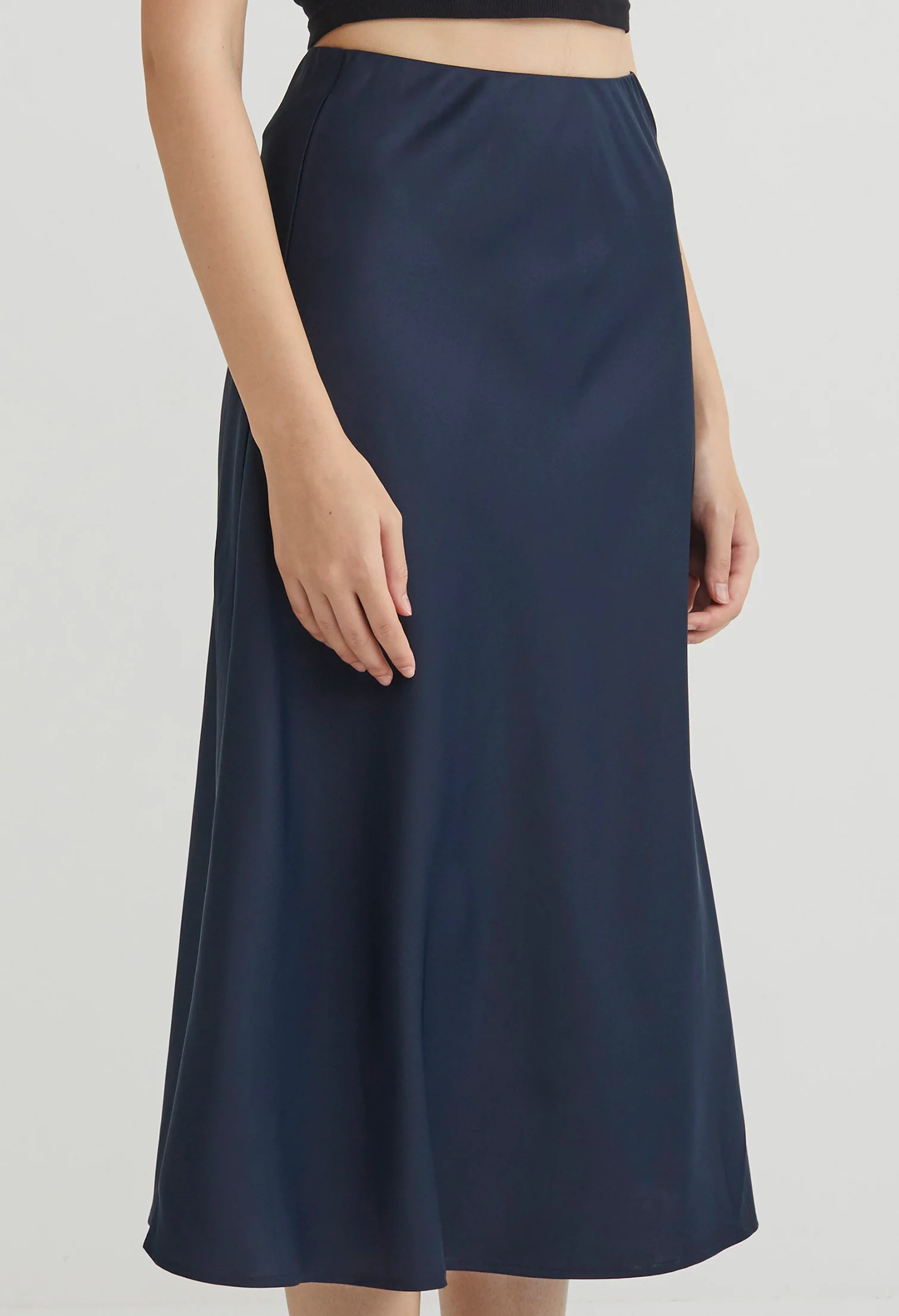 Midi Satin A-Line Skirt