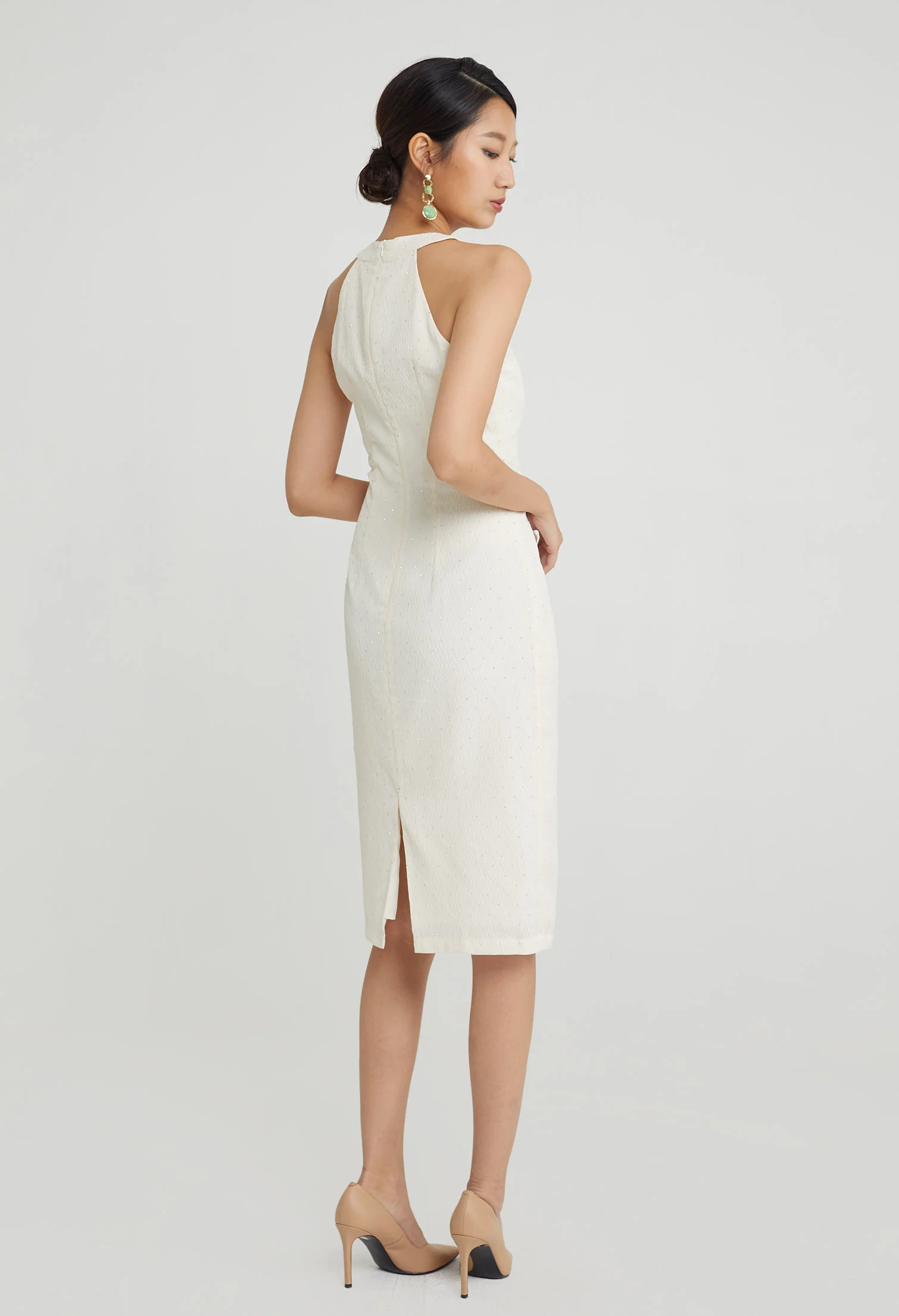 Diamonte Halter Midi Dress