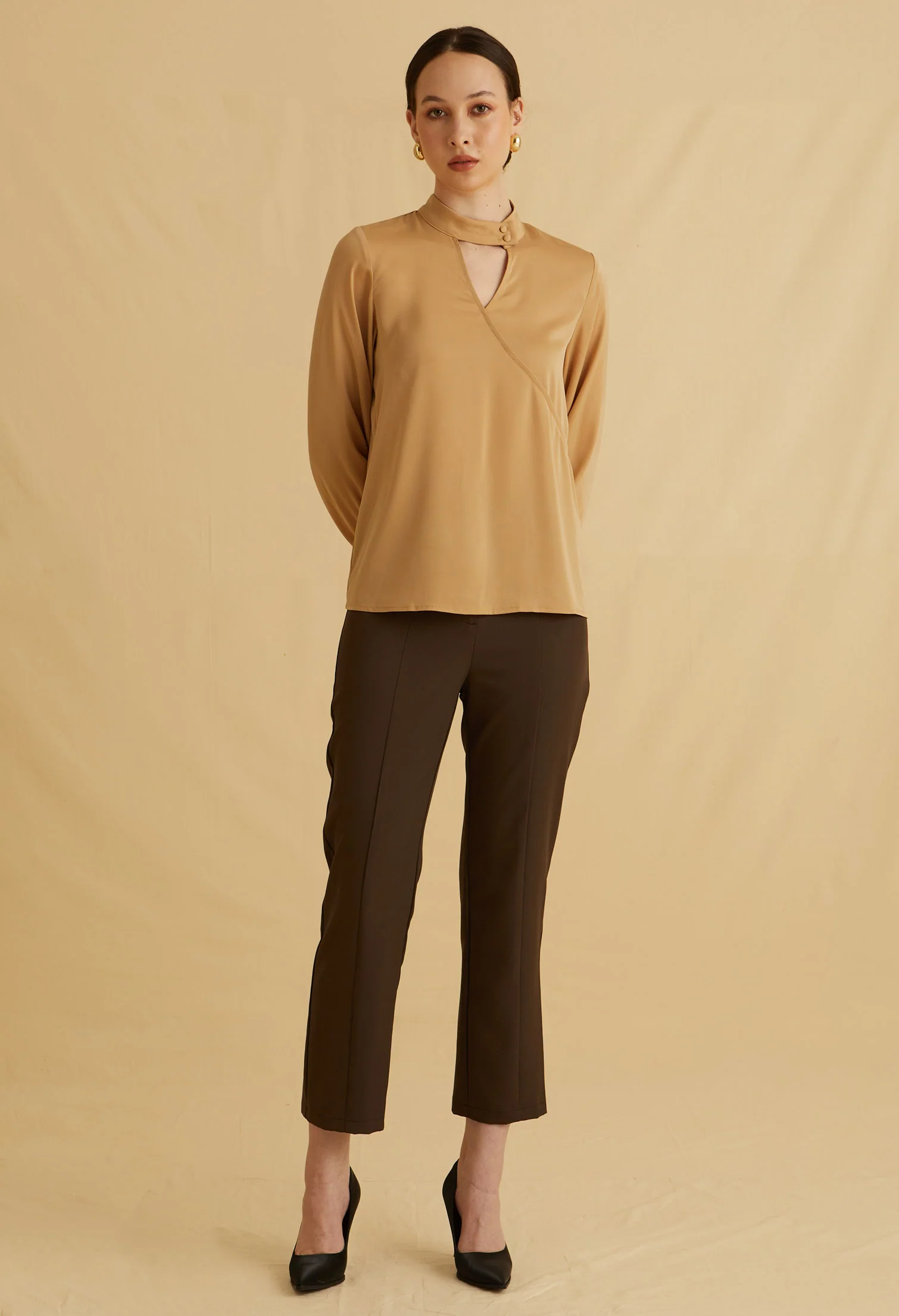 Satin Mist Keyhole Top