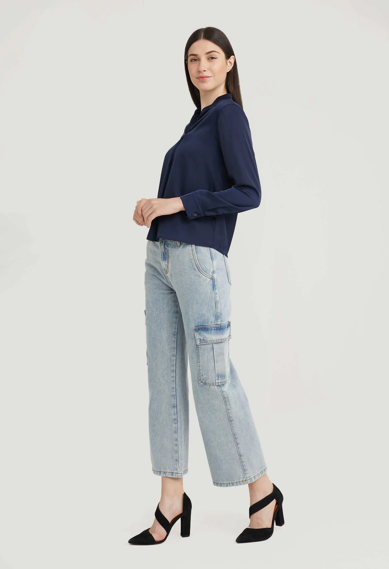 Satin Neck Accent Blouse