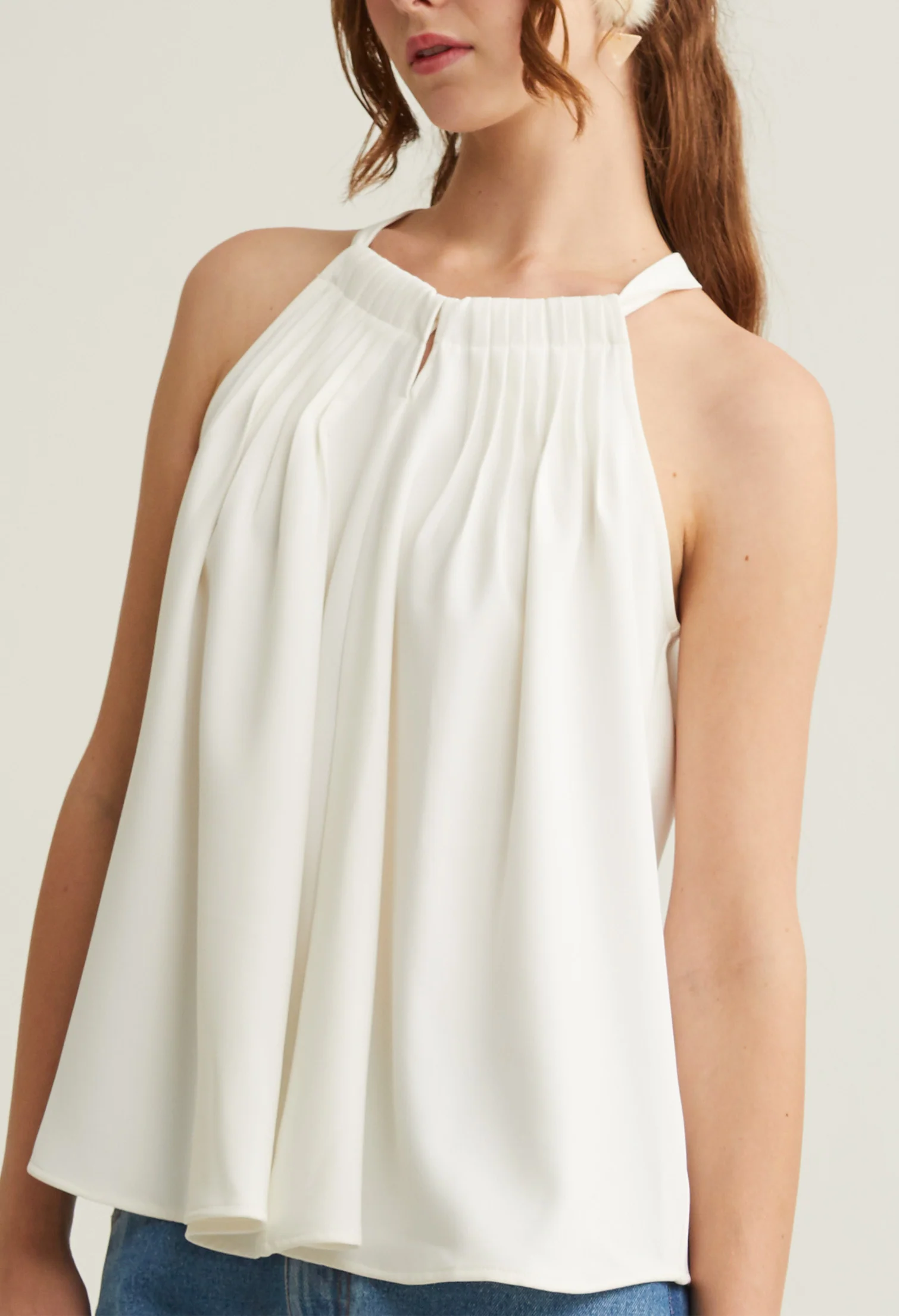 Pleated Halter Sleeveless Top