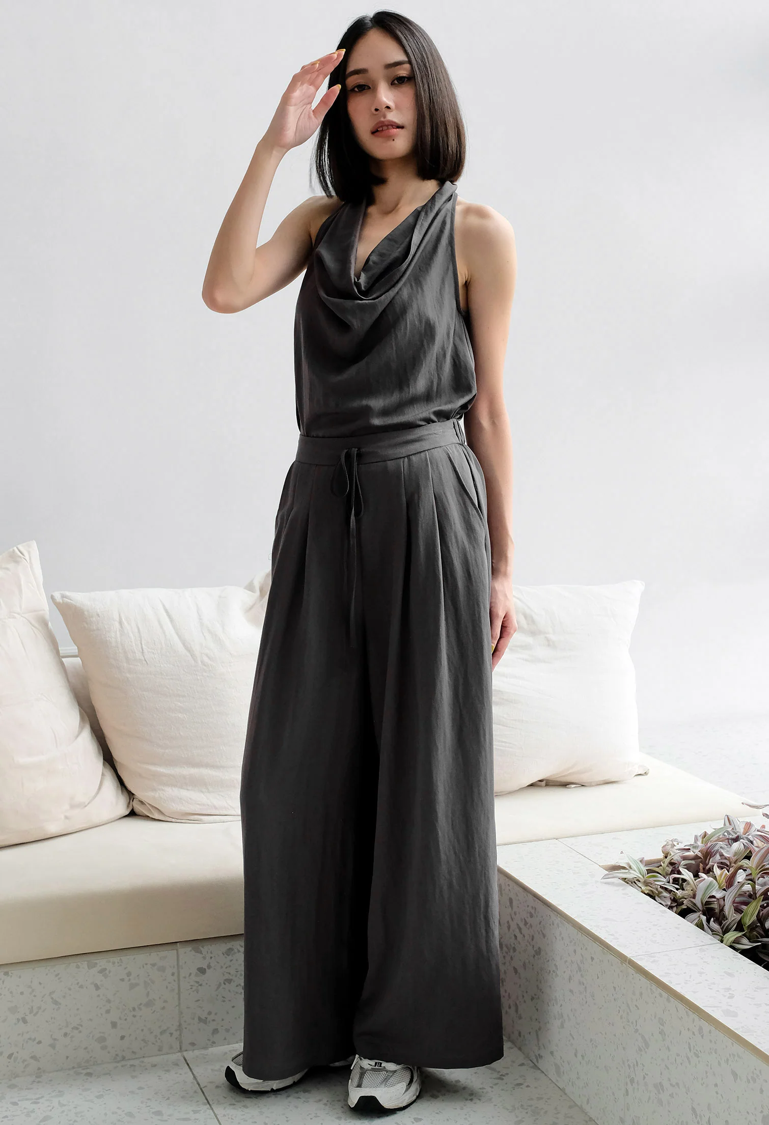 Sierra Drape Halter Top and Wide Cut Pants Two-piece