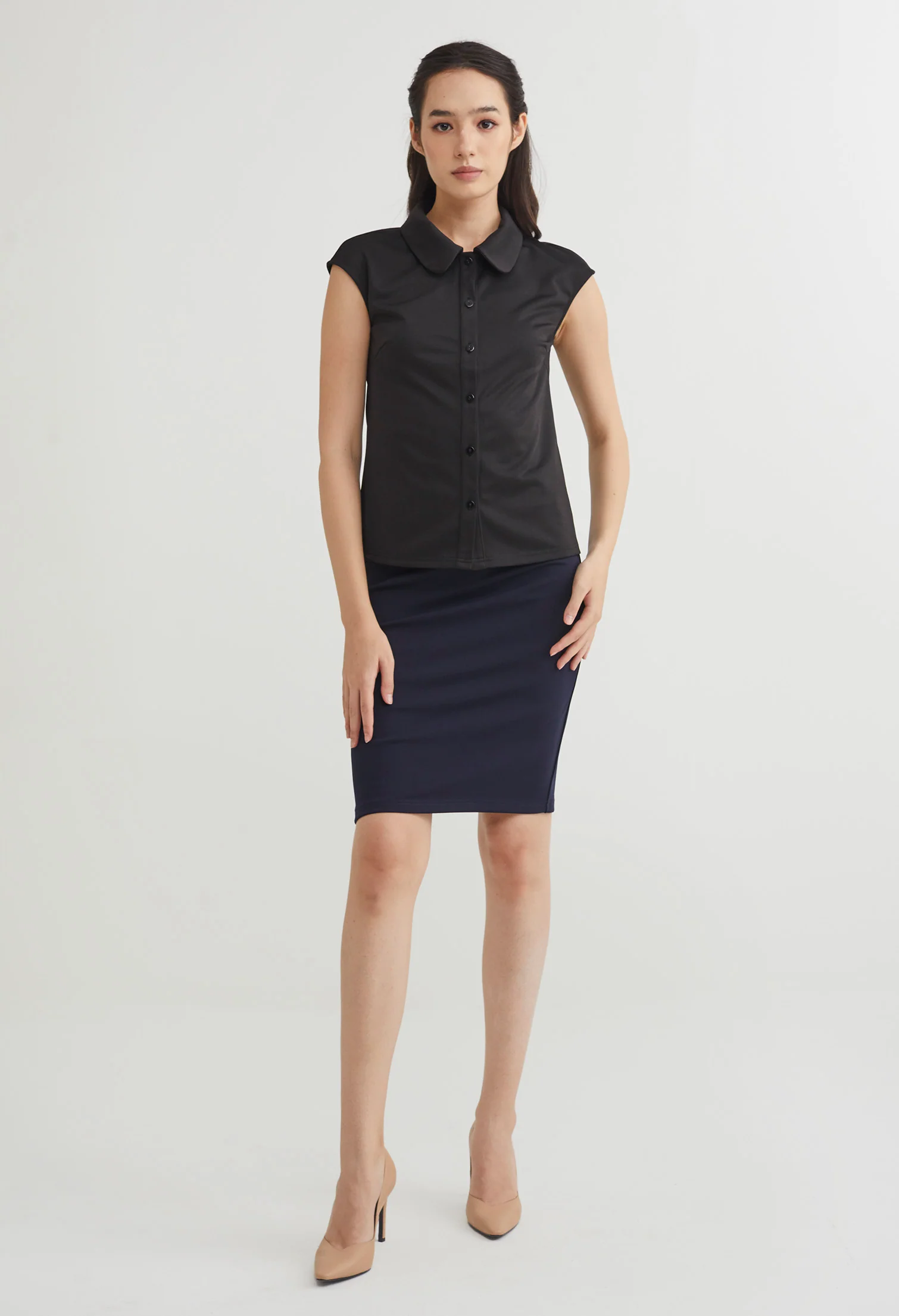 Weekday Cap Sleeve Button Down Top