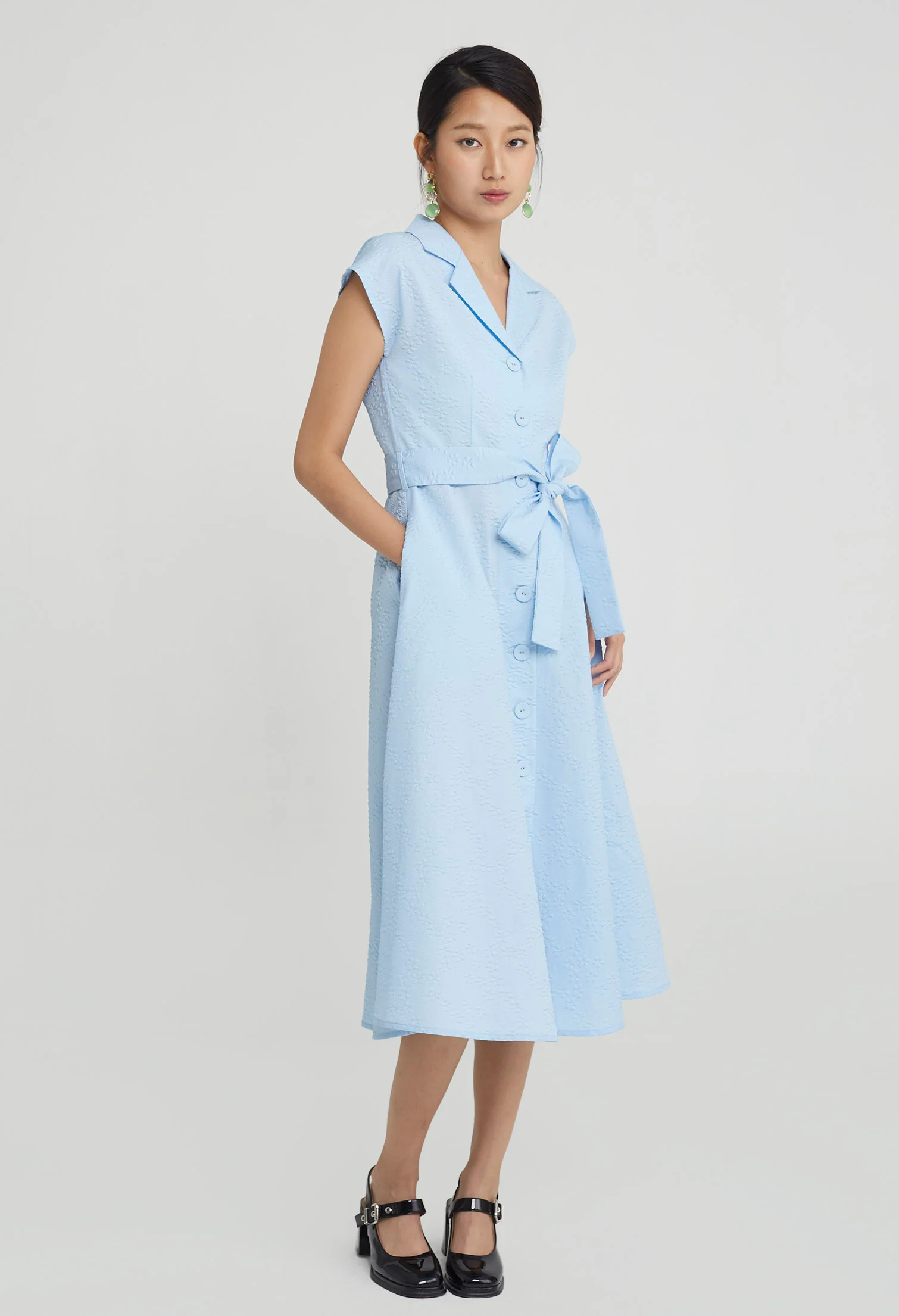 Jasmine Crest Frontie Button-Up Midi Dress
