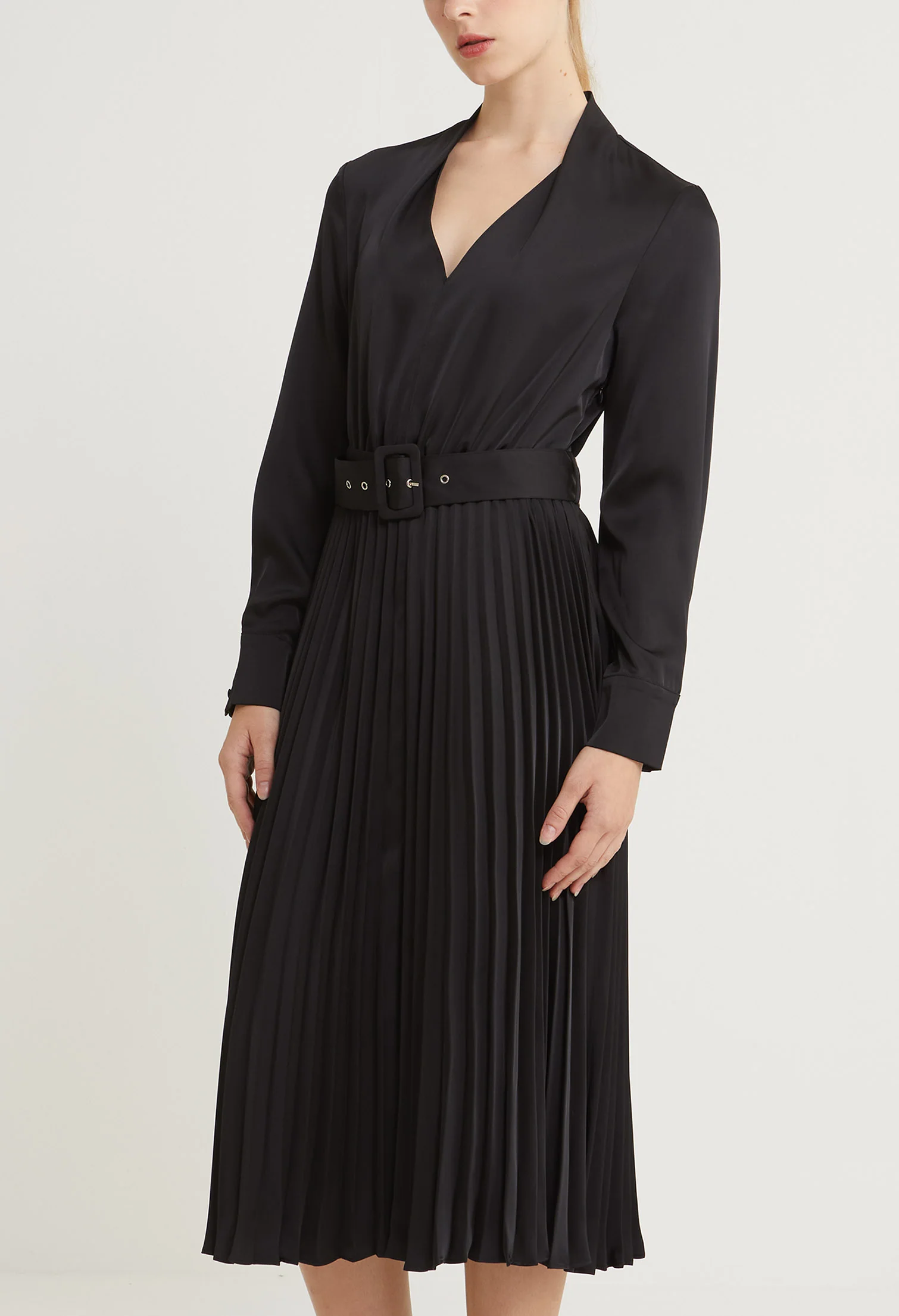 Sway Satin Pleated Midi Dress